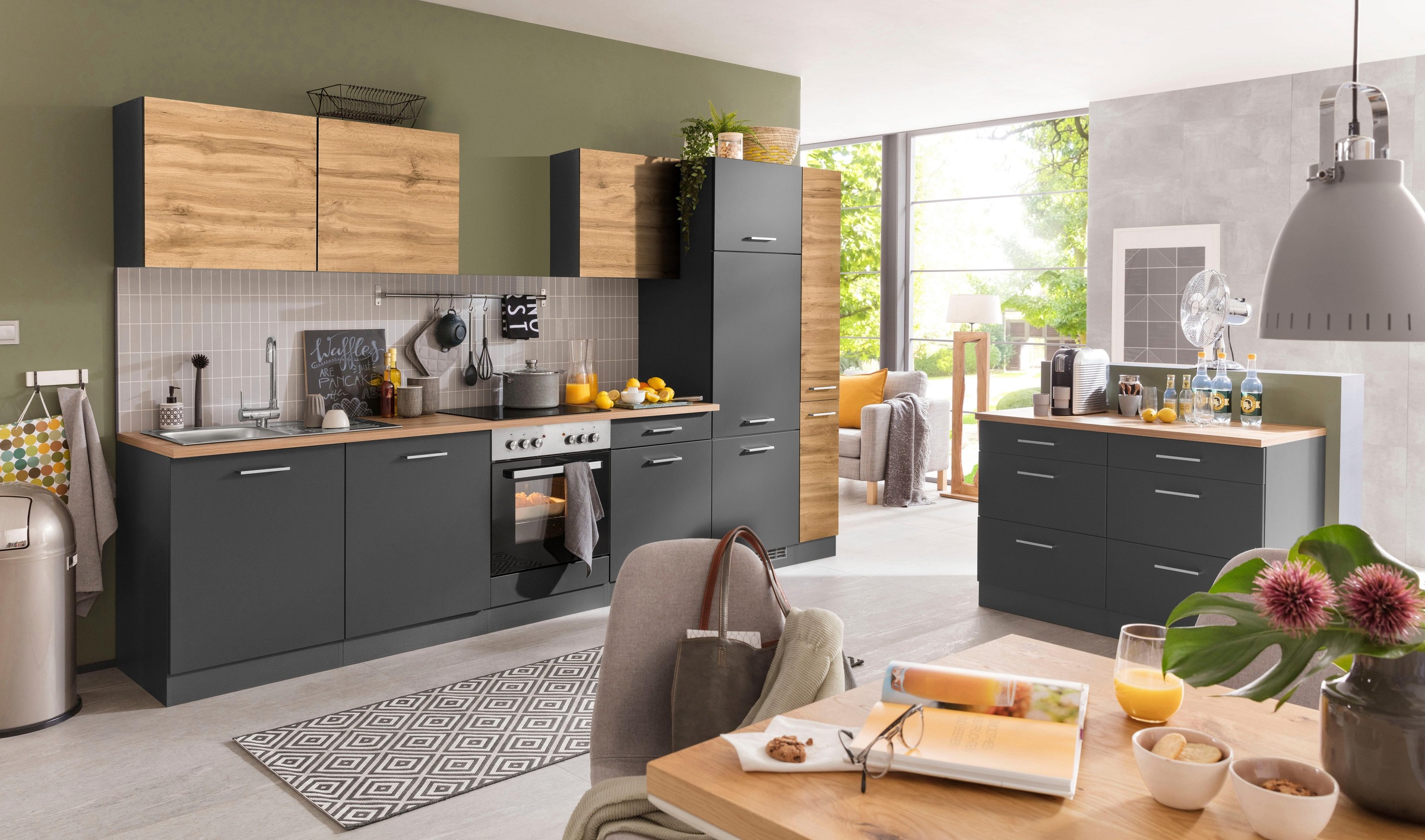 KOCHSTATION Küchenzeile »KS-Kehl«, ohne E-Geräte, Breite 330 cm, für Kühlschrank