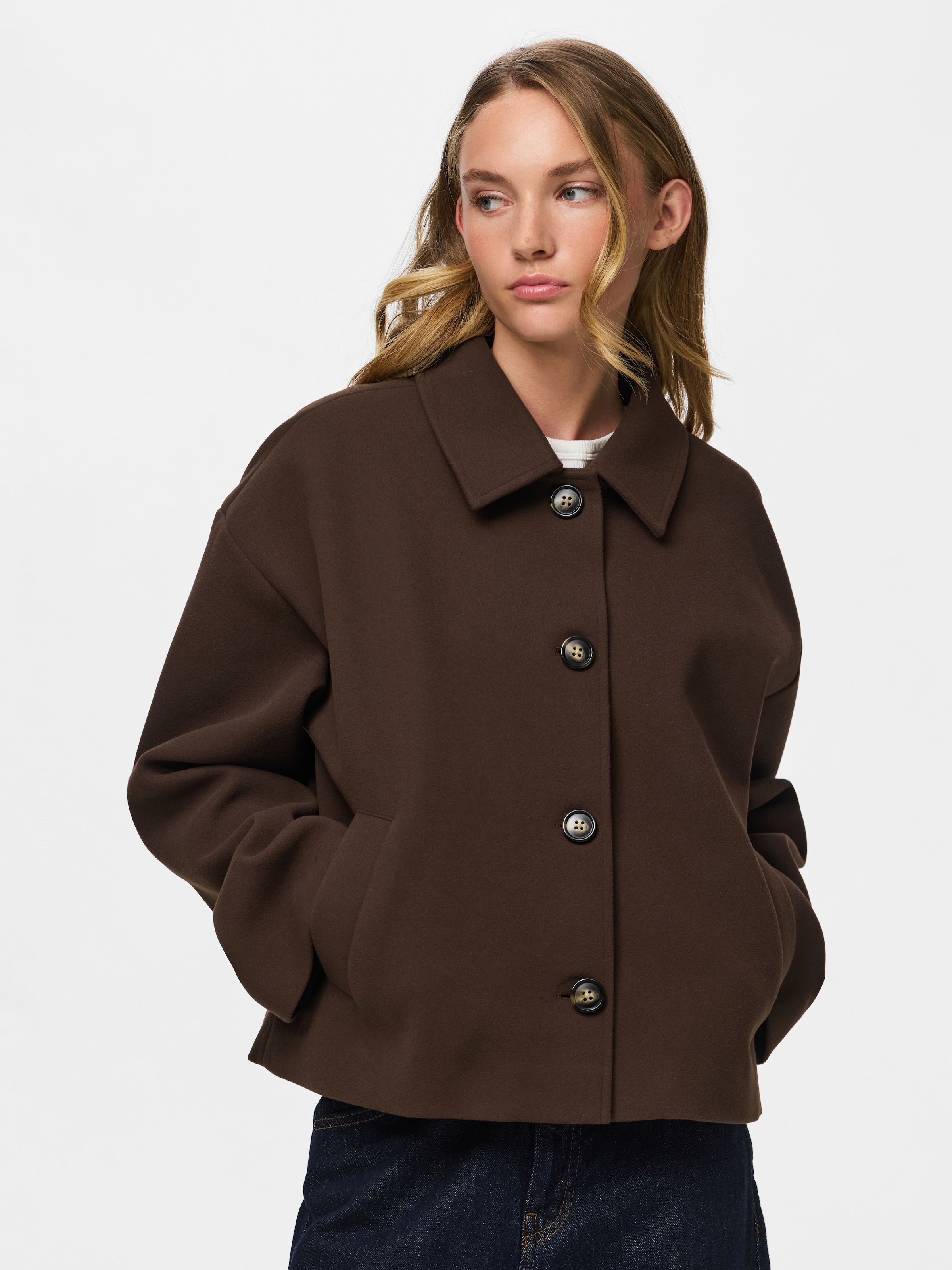pieces Kurzjacke »PCAYA SHORT COAT NOOS BC« Kunstfaser