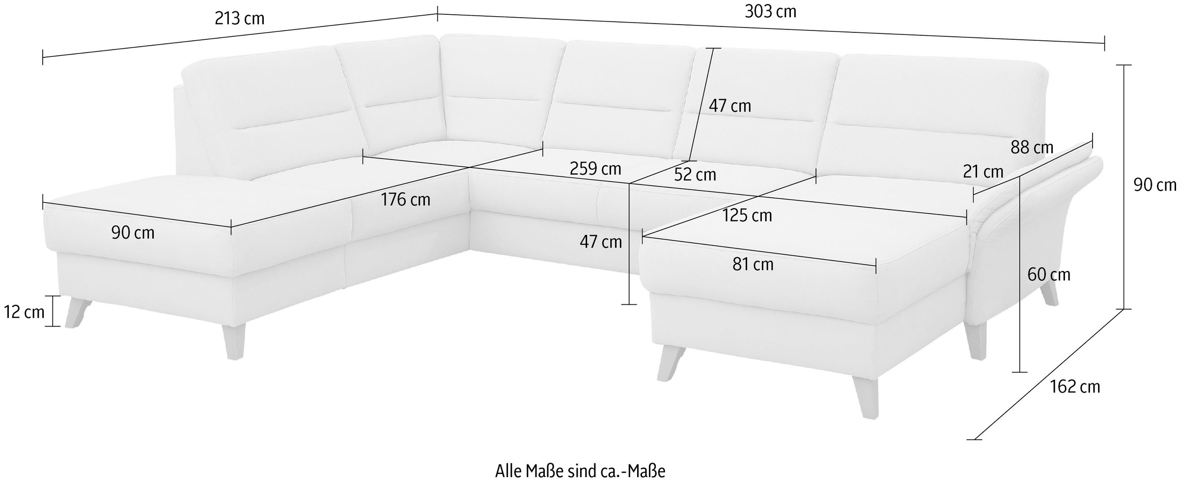 Home affaire Wohnlandschaft »Westerland U-Form«, Federkern, wahlweise Bettfunktion, Stauraum und Armlehn-Verstellung