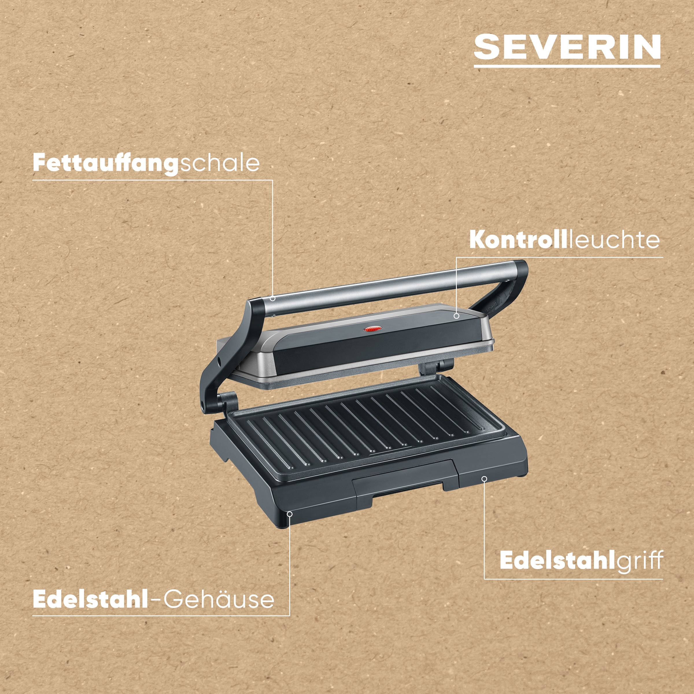 Severin Kontaktgrill »KG 2394« 800 W antihaftbeschichtete Grillplatten,inkl. Fettauffangschale