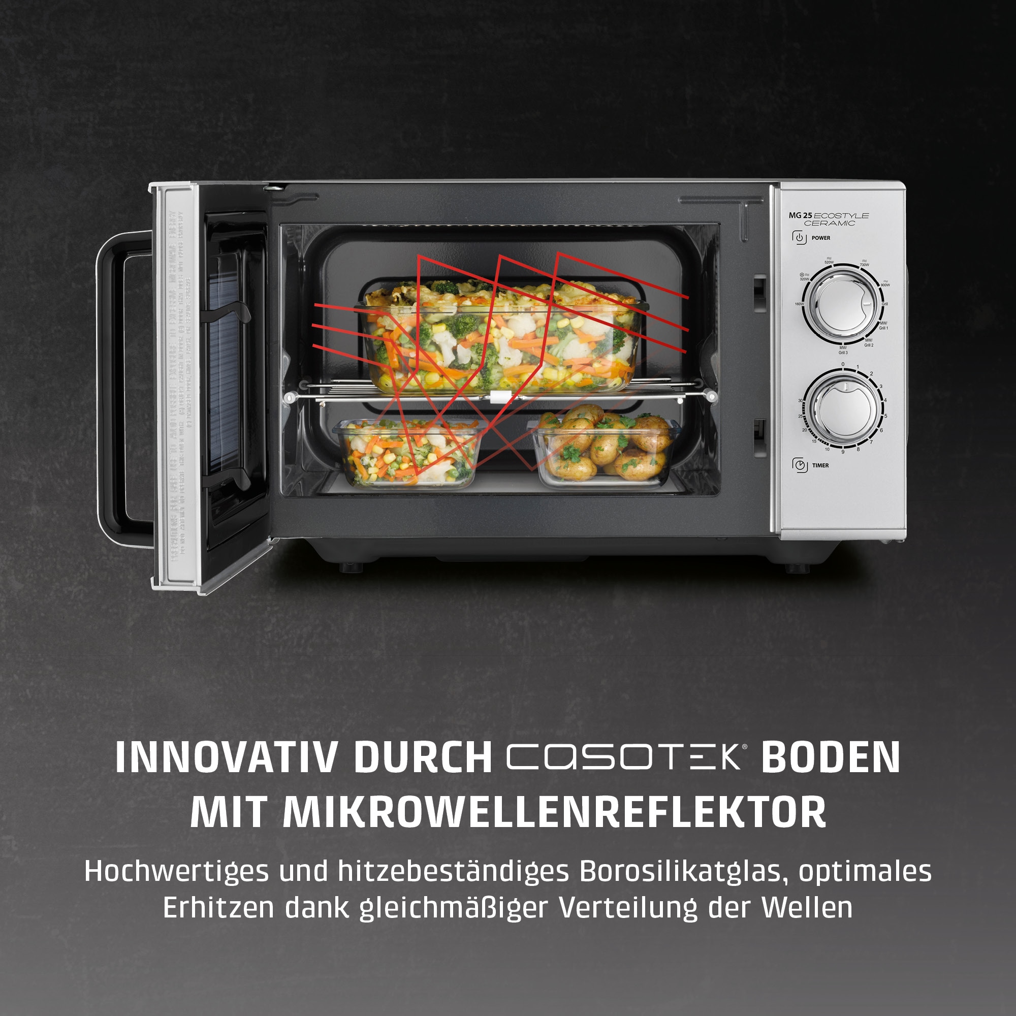 Caso Mikrowelle »3329 MG 25 Ecostyle Ceramic« Grill | Mikrowelle 1200 W Mikrowelle und Grill