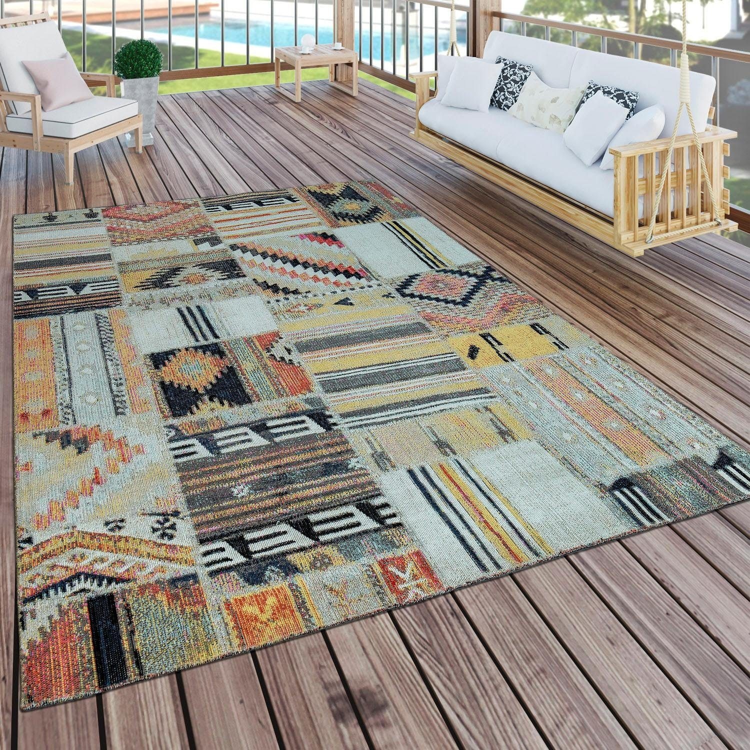 Paco Home Teppich »Artigo 406«, rechteckig, Kurzflor, Patchwork Muster, Vintage  Design, In- und Outdoor geeignet online kaufen