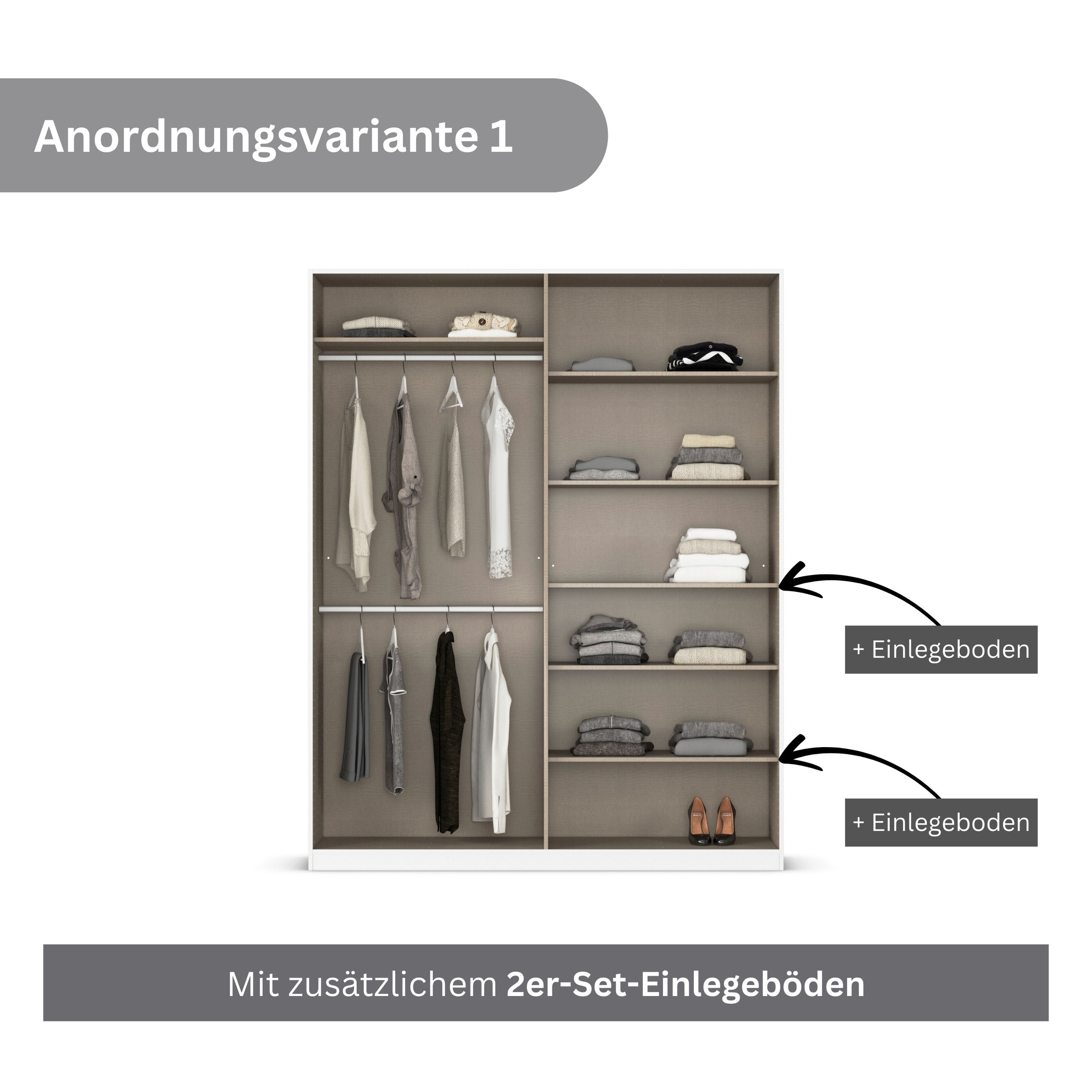 rauch Drehtürenschrank »Kleiderschrank Schrank Garderobe AGORDO mit Dekor- oder Hochglanzfront«, (in zwei Griff-Farben), durchdachte Innenausstattung, in 6 Breiten und 2 Höhen MADE IN GERMANY