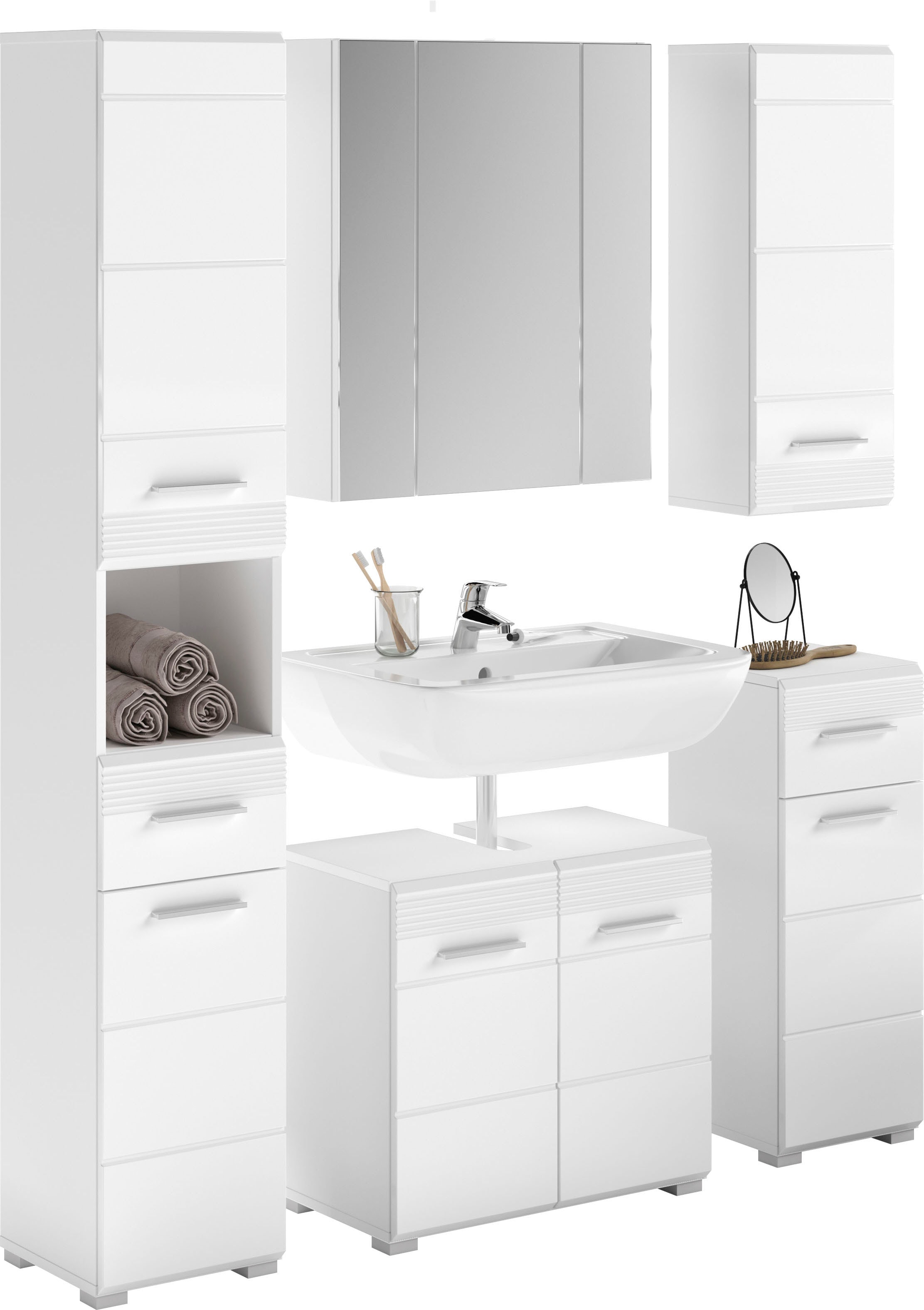 Home affaire Badmöbel-Set »Malmö, 5 teilig, bestehend aus:« Set, 5 Stk. tlg.