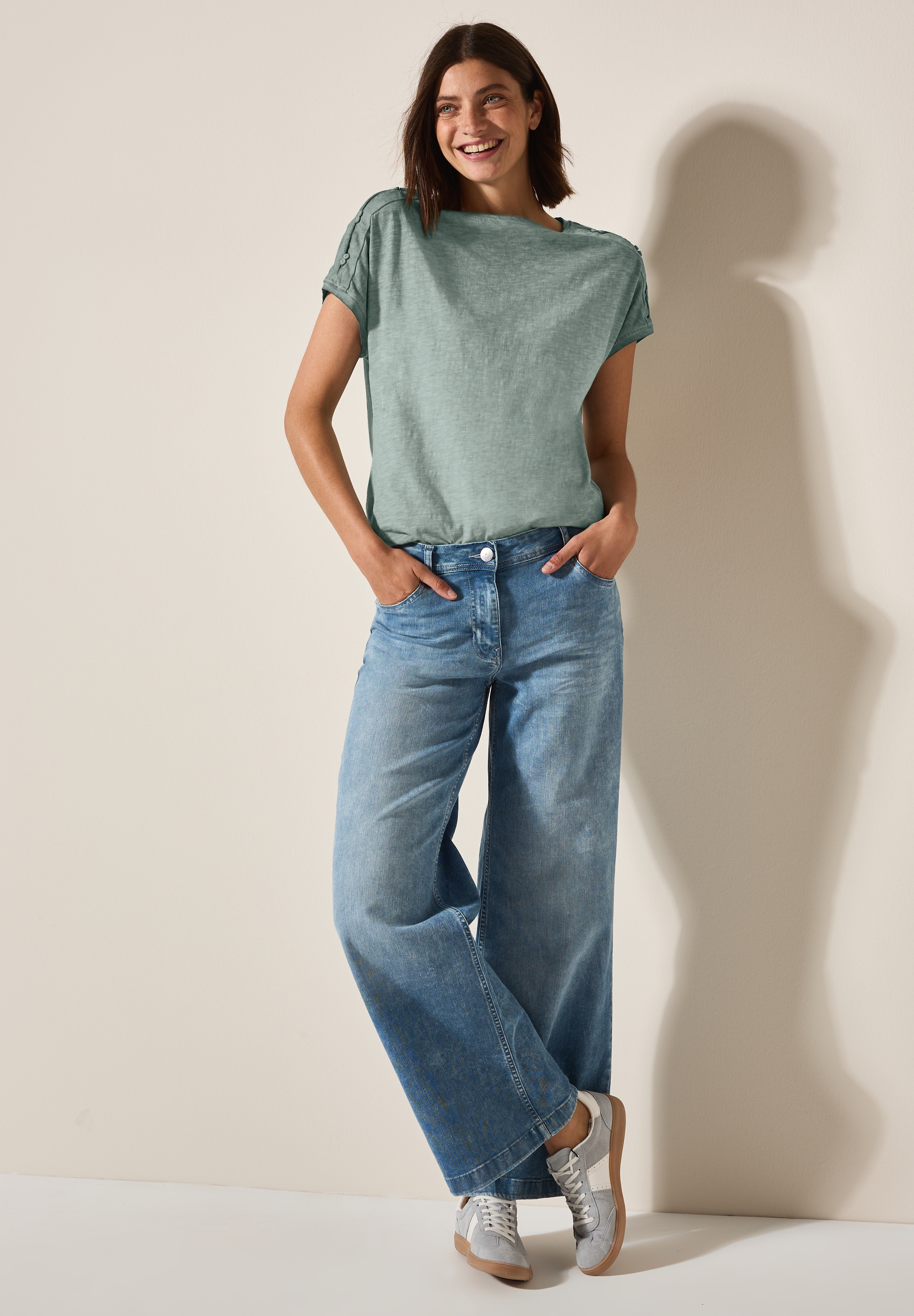 Cecil T-Shirt, mit Knopfdetail