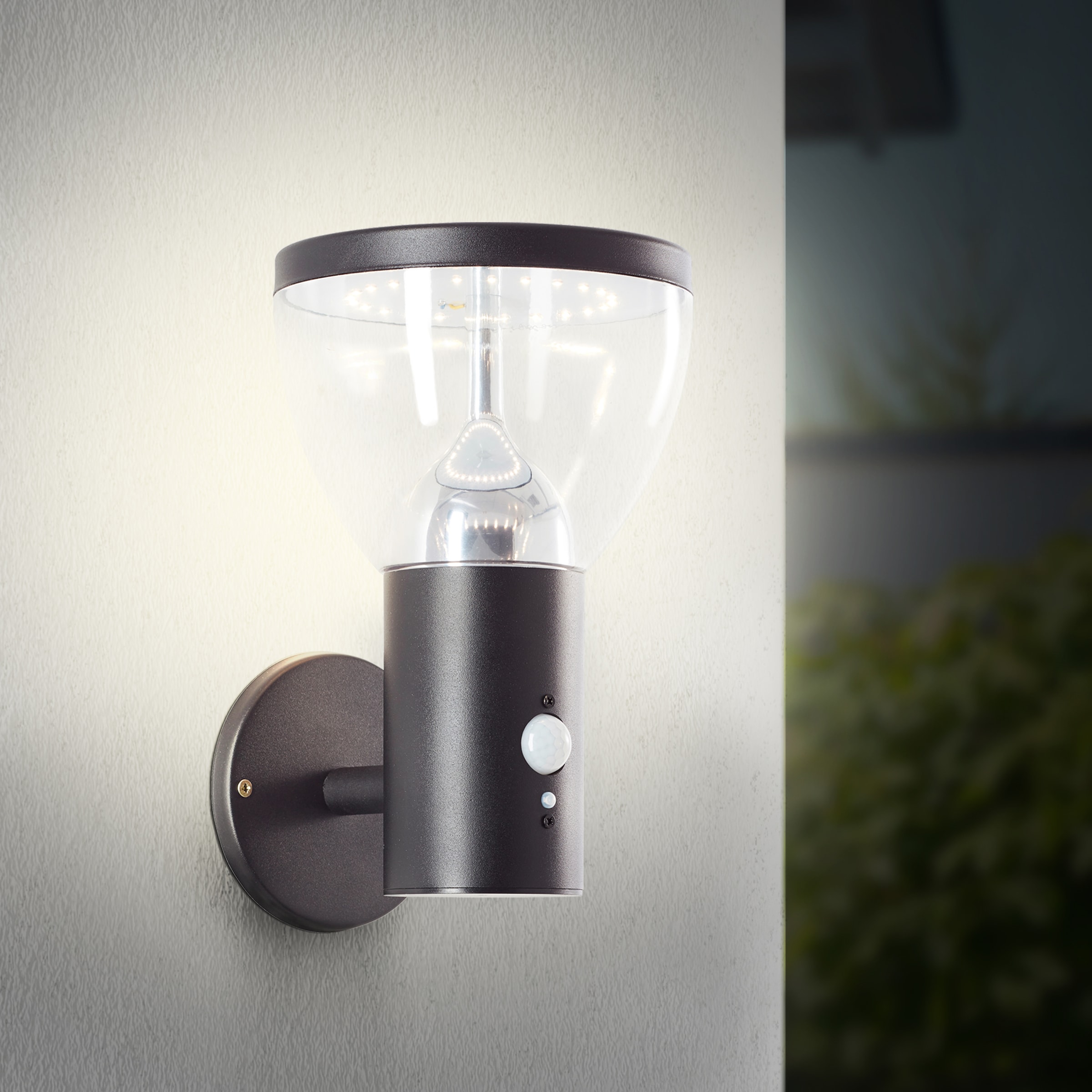 Brilliant LED Außen-Wandleuchte »Tulip« 1 Stk. Warmweiß LED Außenwandleuchte, Solar, 25 cm, 430 lm, 3000 K, Edelstahl, schwarz