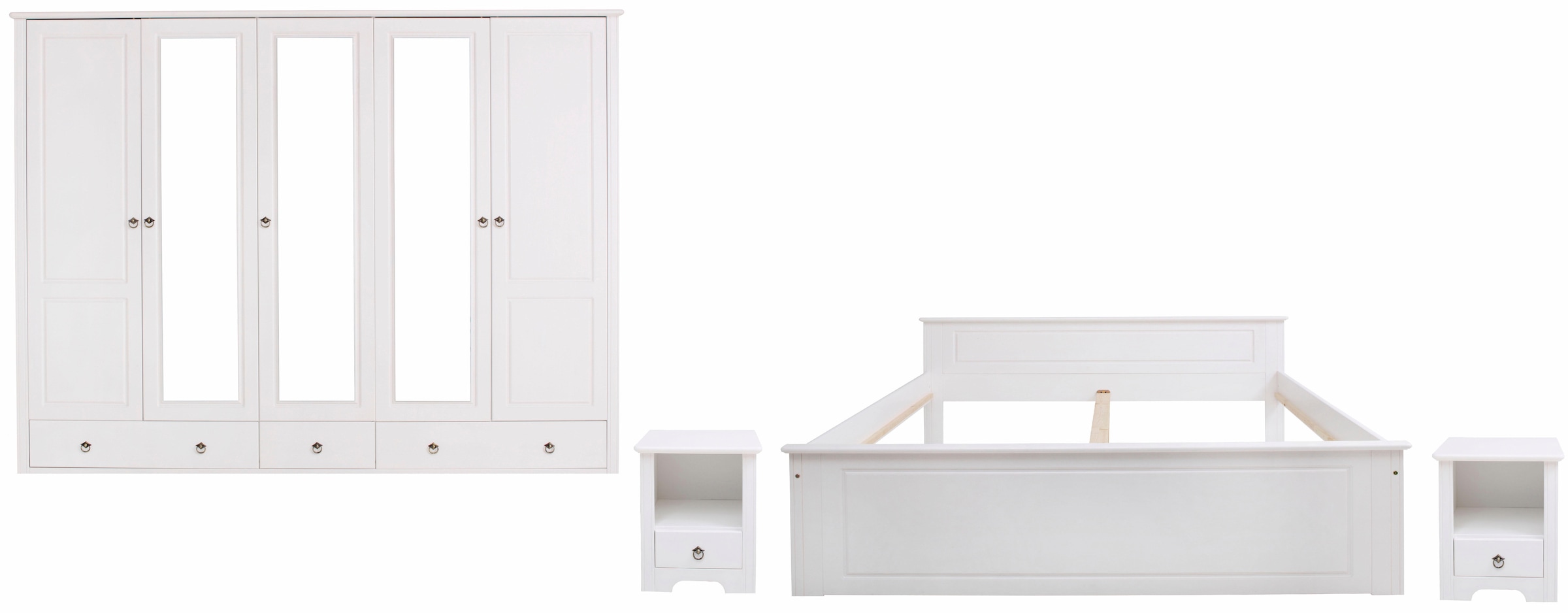 Home affaire Schlafzimmer-Set »Hugo«, (Set, und 180x200 Kleiderschrank 4 cm, 2 Bett St.), 5-trg bequem bestellen Nachttische