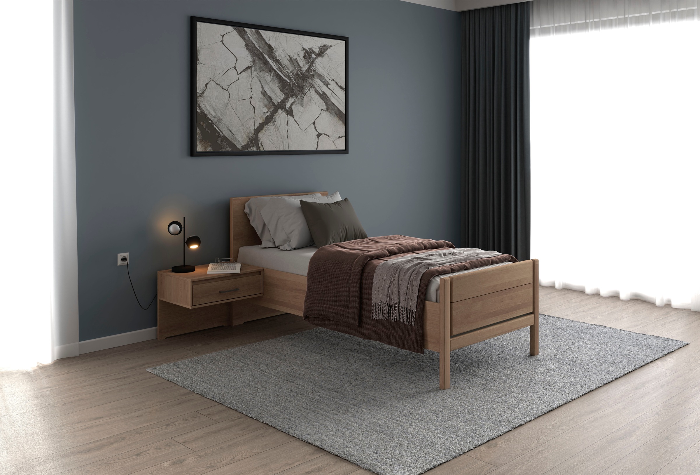 Musterring Holzbett »Sorrent, Bettgestell, Bettrahmen, teilmassiv Eiche«, (MADE IN GERMANY), Eiche teilmassiv, Liegehöhenverstellung, Stollenfußteil