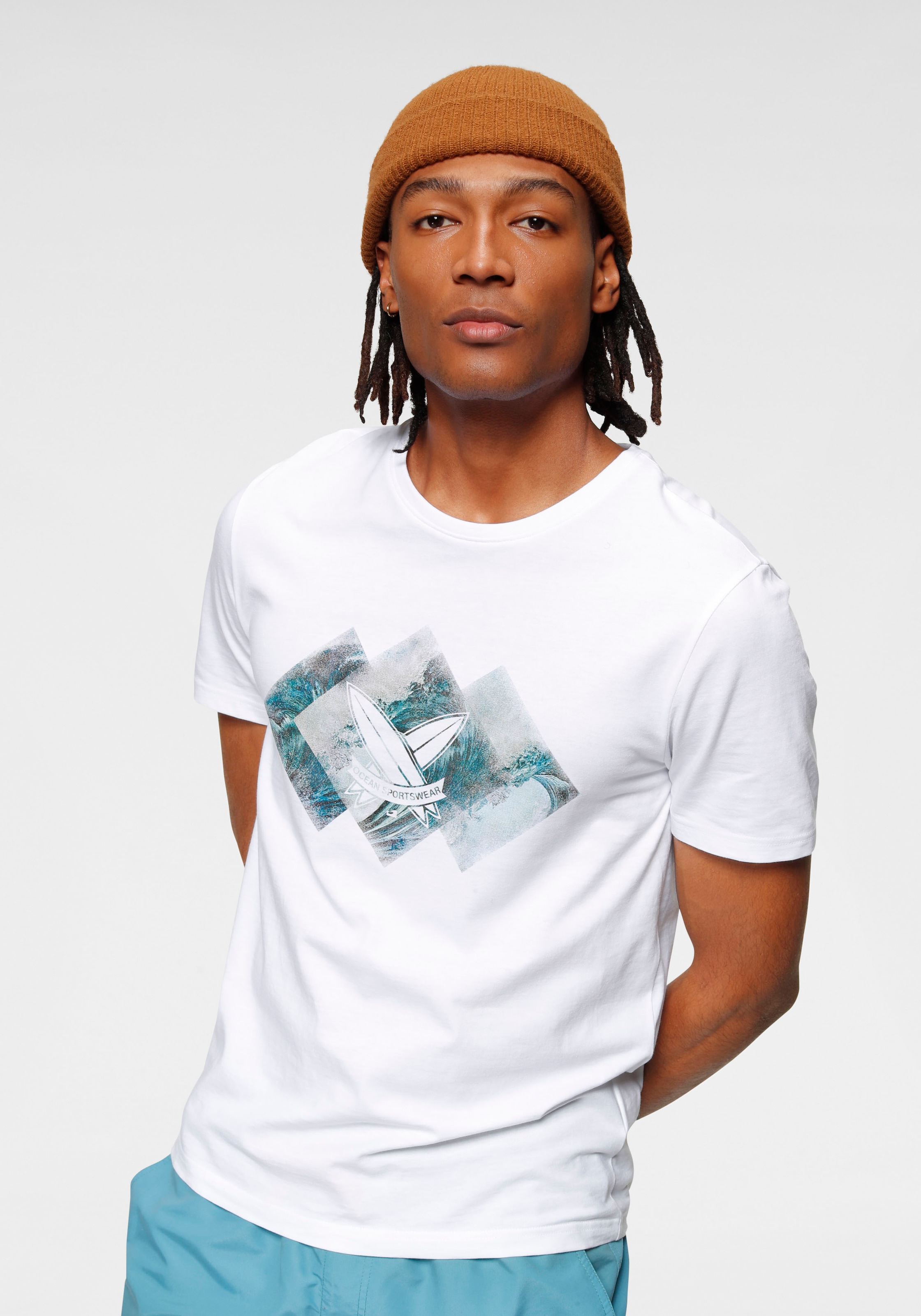 Ocean Sportswear T-Shirt, (2er-Pack), kurzärmelig, schmal geschnitten, mit Print, Rundhalsausschnitt