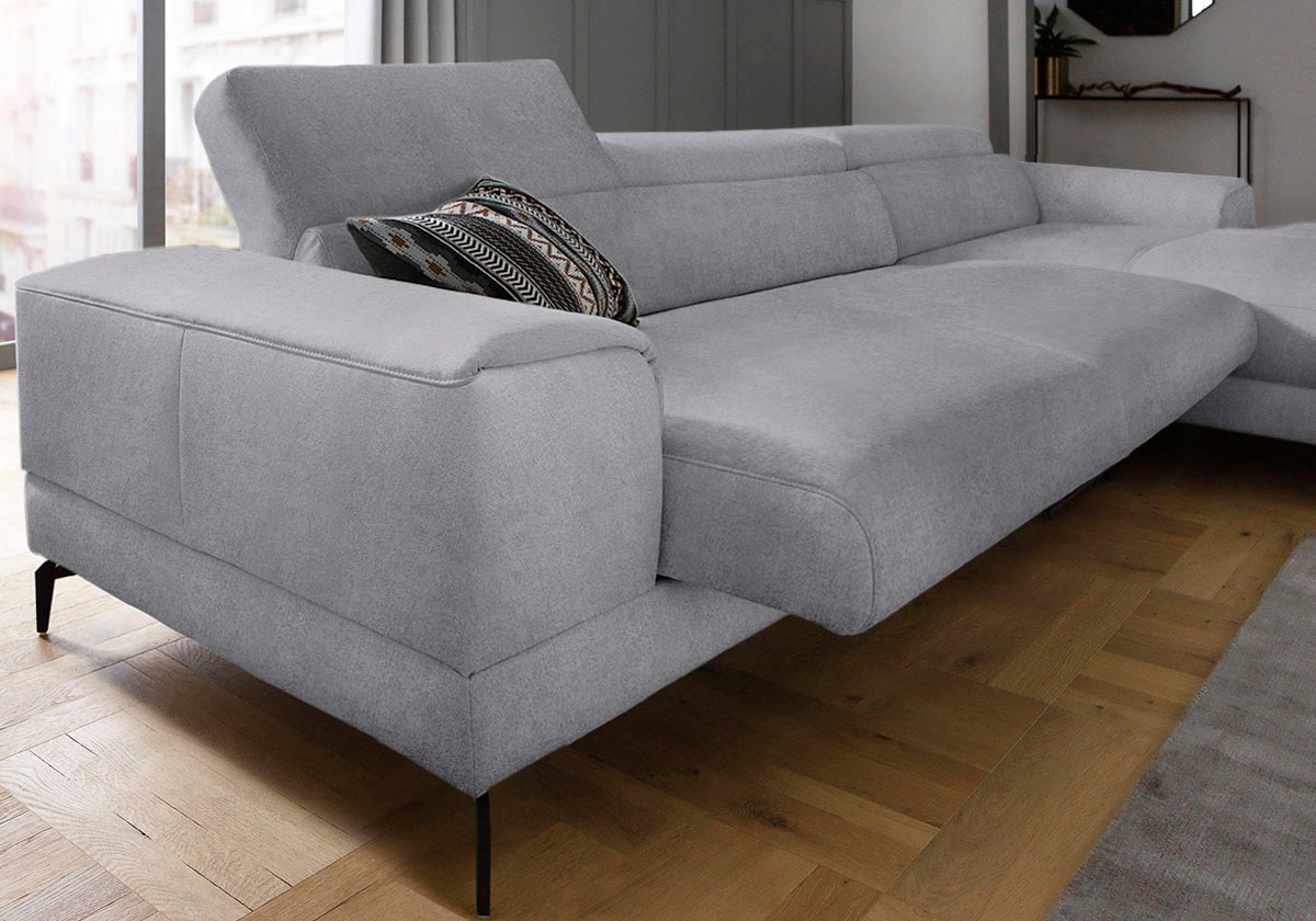 W.SCHILLIG Ecksofa »piedroo, Designsofa mit tollem Sitzkomfort, bequem, L-Form«, Kopfteilverstellung, wahlweise mit Sitztiefenverstellung, Breite 343cm