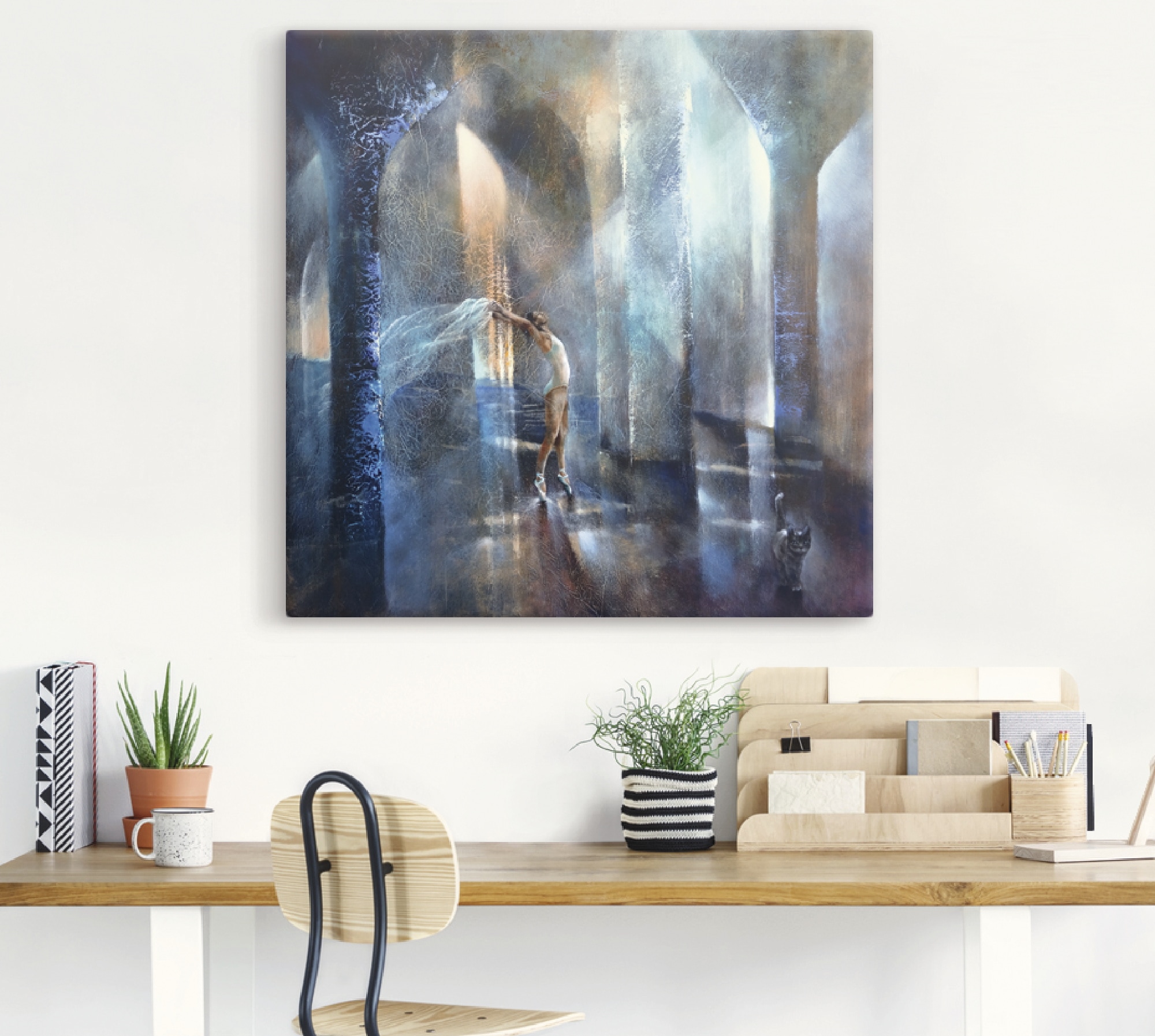 Artland Leinwandbild »Katze und Tänzerin« Katzen 1 Stk. tlg. auf Holzrahmen gespannt