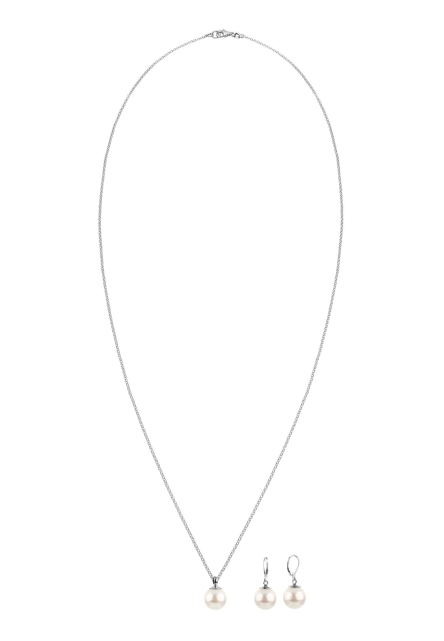 Nenalina Ohrring und Ketten Set »Schmuckset Halskette Ohrhänger Muschelkernperle 925 Silber« ()