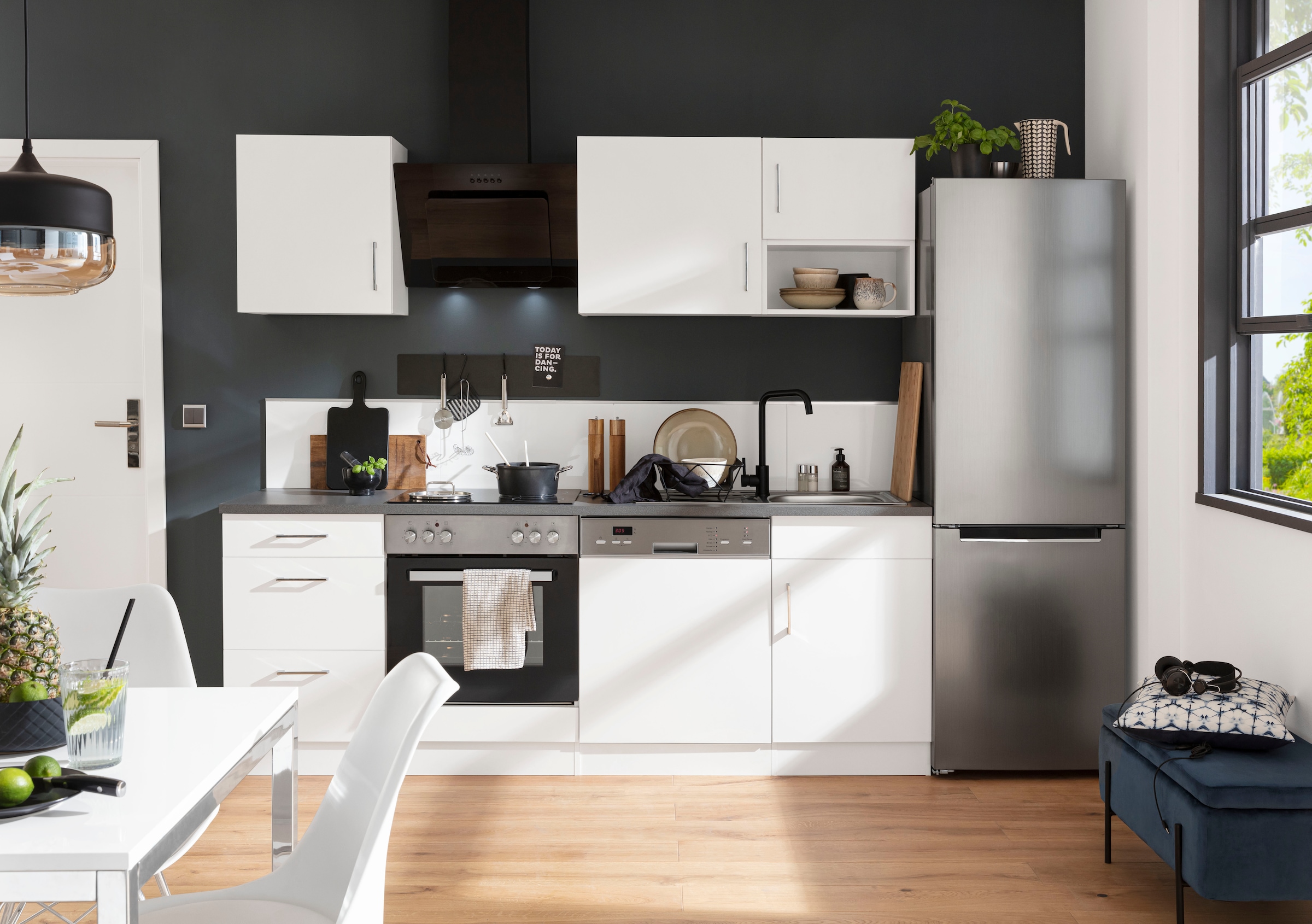 KOCHSTATION Küchenzeile »KS-Haiti« mit E-Geräten, Breite 220 cm