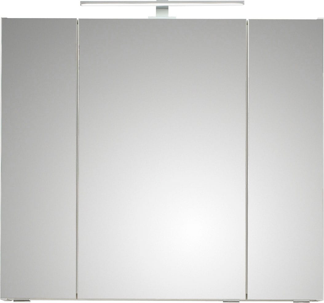 Saphir Badmöbel-Set »Quickset 5-teilig, Keramik-Waschtisch und LED-Spiegelschrank«, (7 St.), Midischrank, Unterschrank, Hängeschrank, inkl. Türdämpfer, 7 Türen