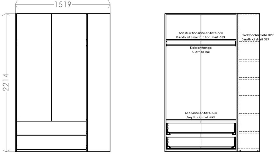 Müller SMALL 2 geräumige Kleiderschrank bestellen auf Anbauregal montierbar LIVING rechts 1«, links Schubladen, »Modular Variante Plus oder Rechnung