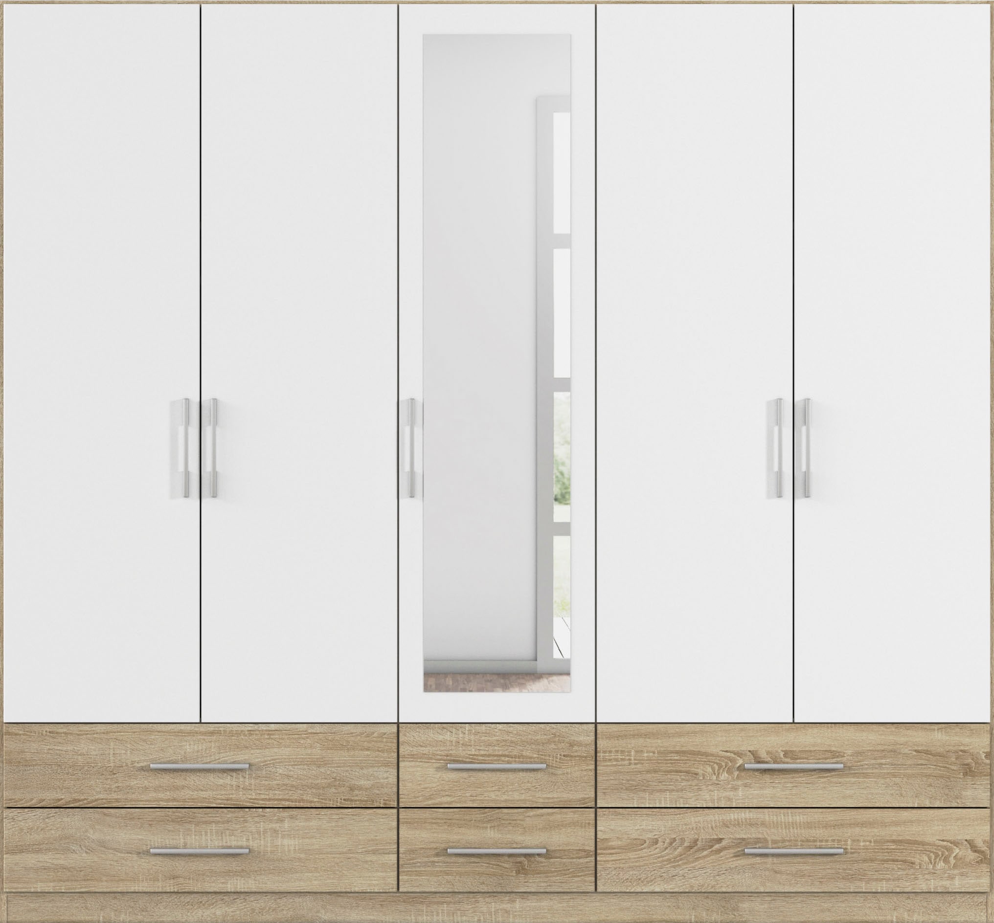 rauch Kleiderschrank »Schrank Garderobe Wäscheschrank HERSBRUCK in 2 Breiten« Breiten: 226 oder 271 cm, Höhe 210 cm,  mit 6 großzügigen Schubladen sowie Spiegeltüren MADE IN GERMANY