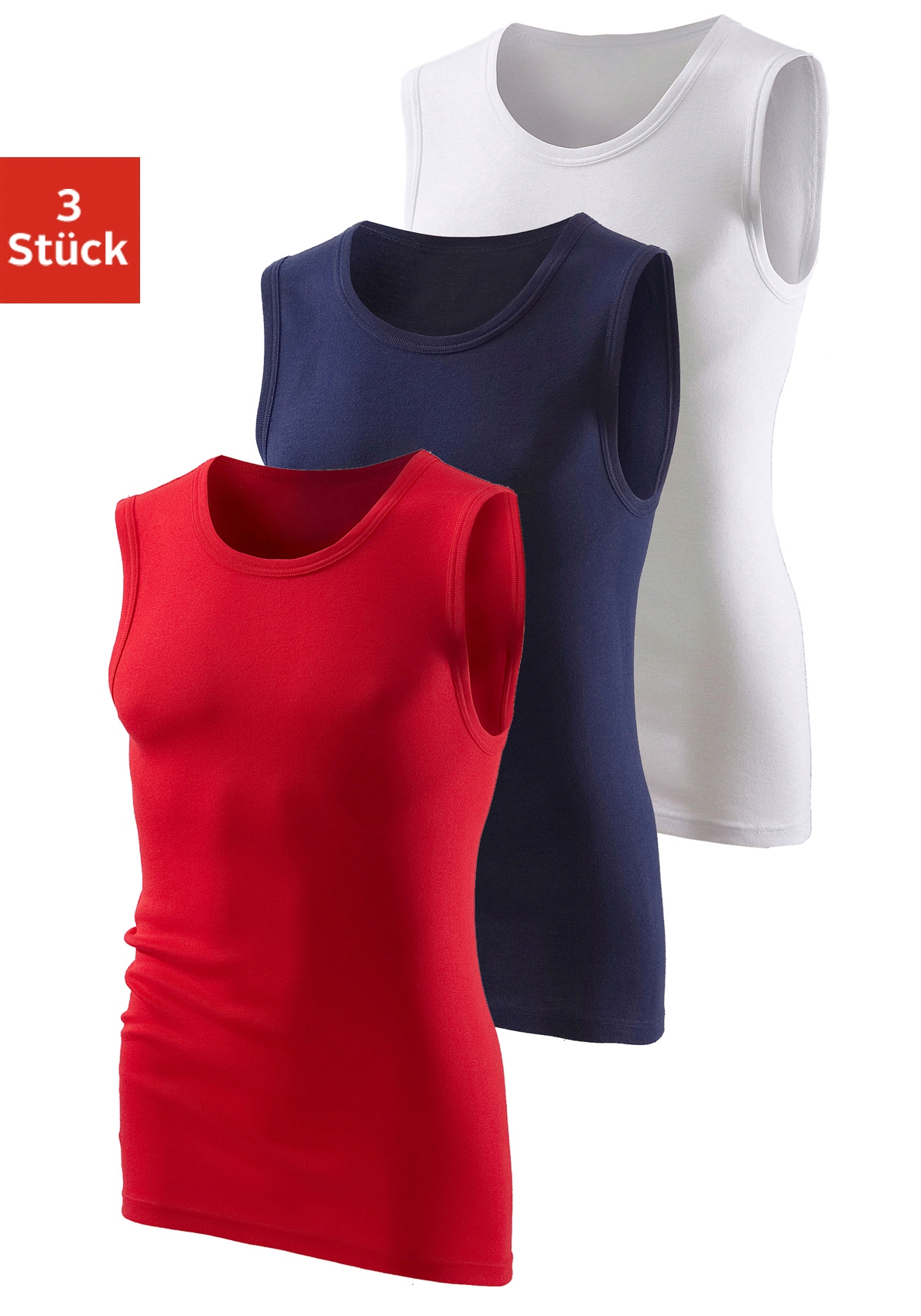 H.I.S Muscleshirt, (3 tlg.), ohne Seitennähte optimale Passform