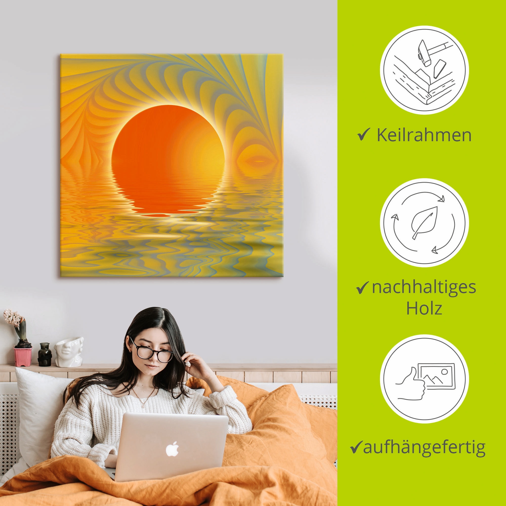 Artland Leinwandbild »Abstrakter Sonnenuntergang« Muster 1 Stk. tlg. auf Holzrahmen gespannt