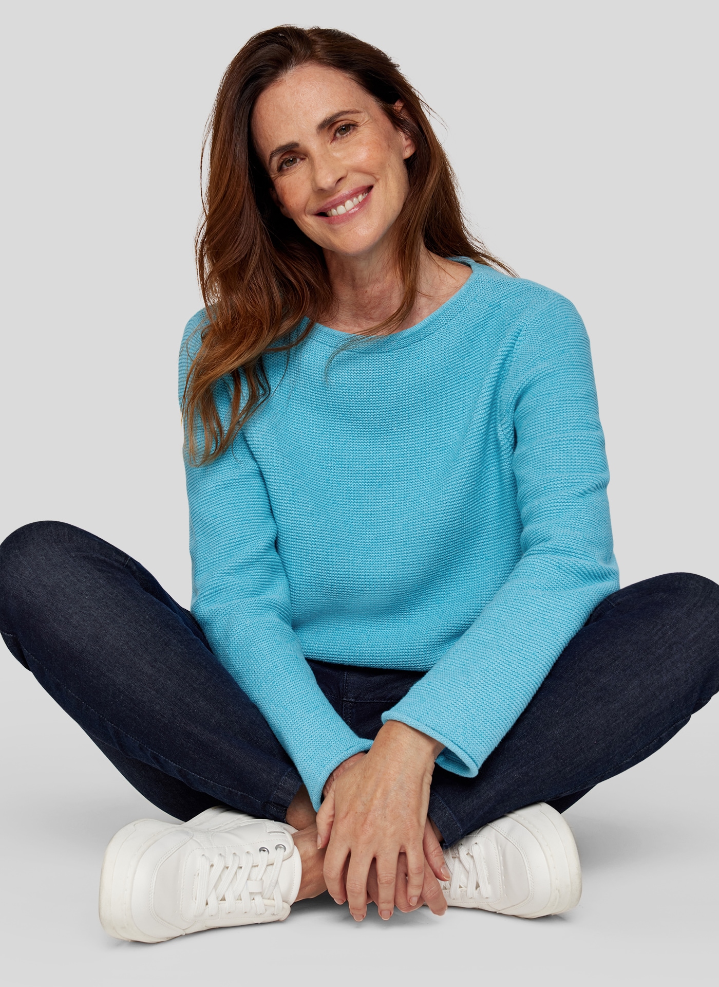 Rabe Rundhalspullover in Struktur-Optik