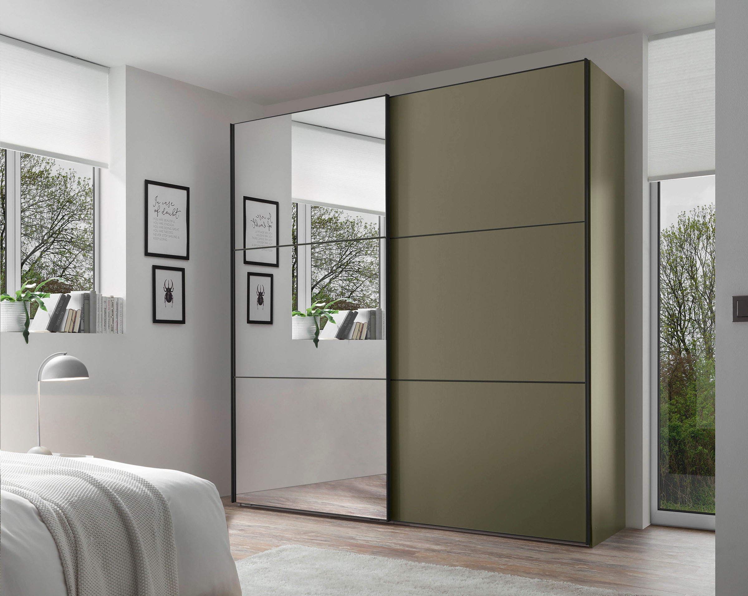 STAUD Schwebetürenschrank »Includo, Made in Germany«, Mit Spiegeltüre und vier verschiedenen Ausstattungsvarianten