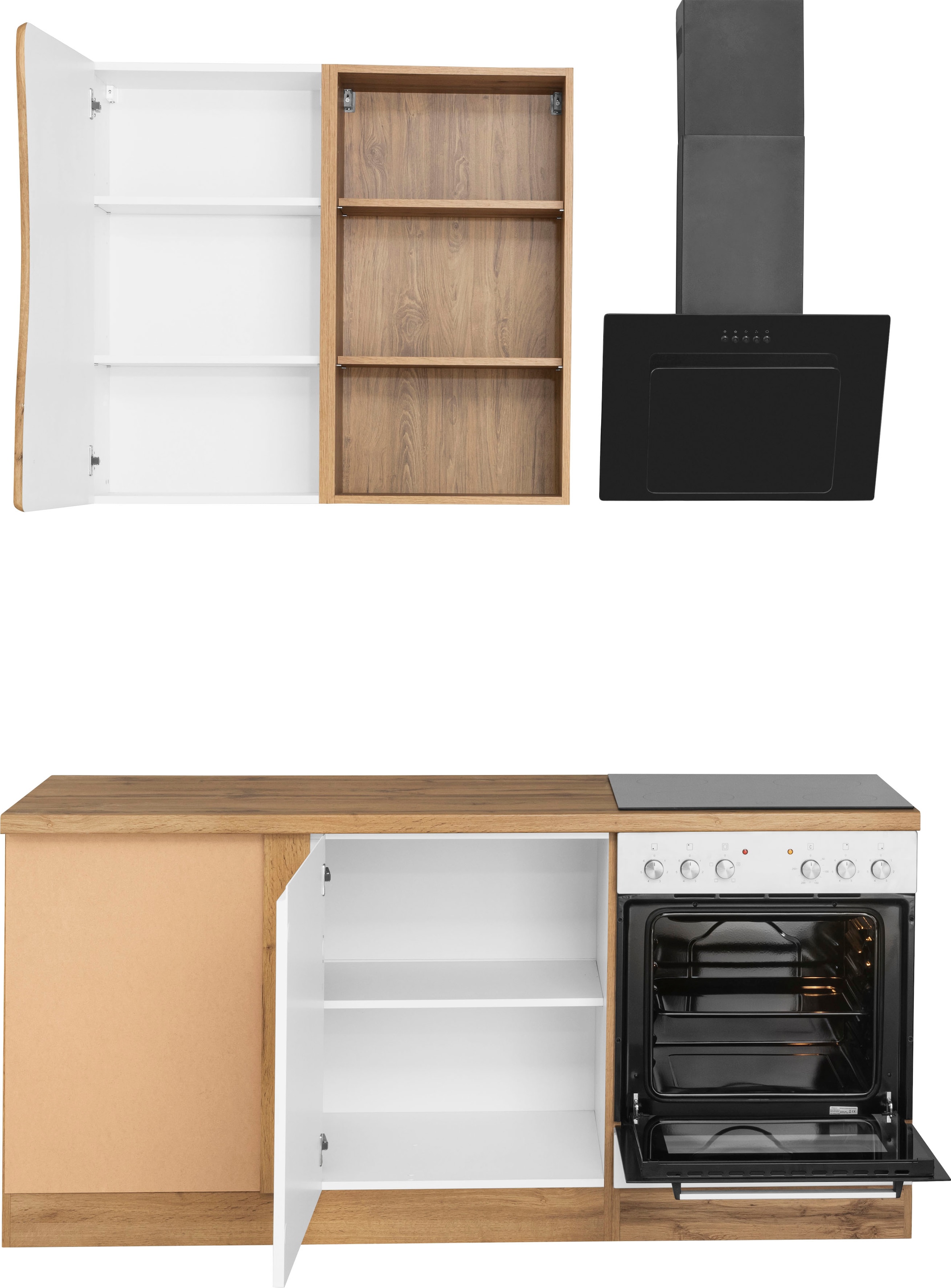 KOCHSTATION Winkelküche »KS-Bruneck«, Stellbreite 380/180 cm breit, wahlweise mit oder ohne E-Geräte, MDF