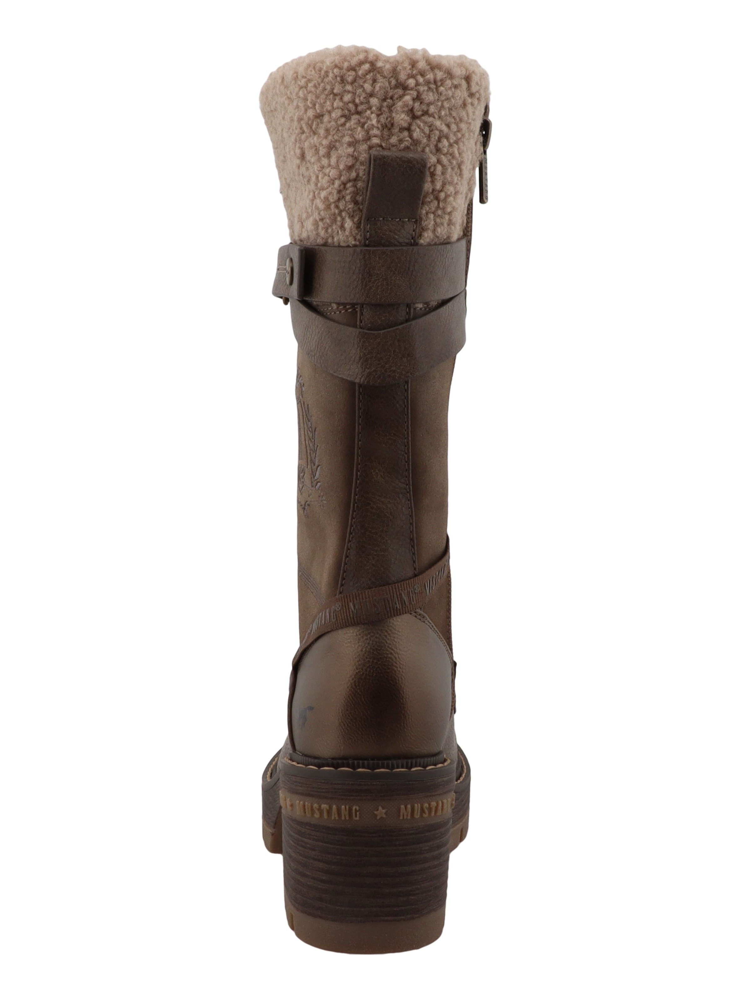 Mustang Shoes Winterstiefel »Stiefel«  Blockabsatz, Schnürstiefel mit Warmfutterkragen und Zierschnalle