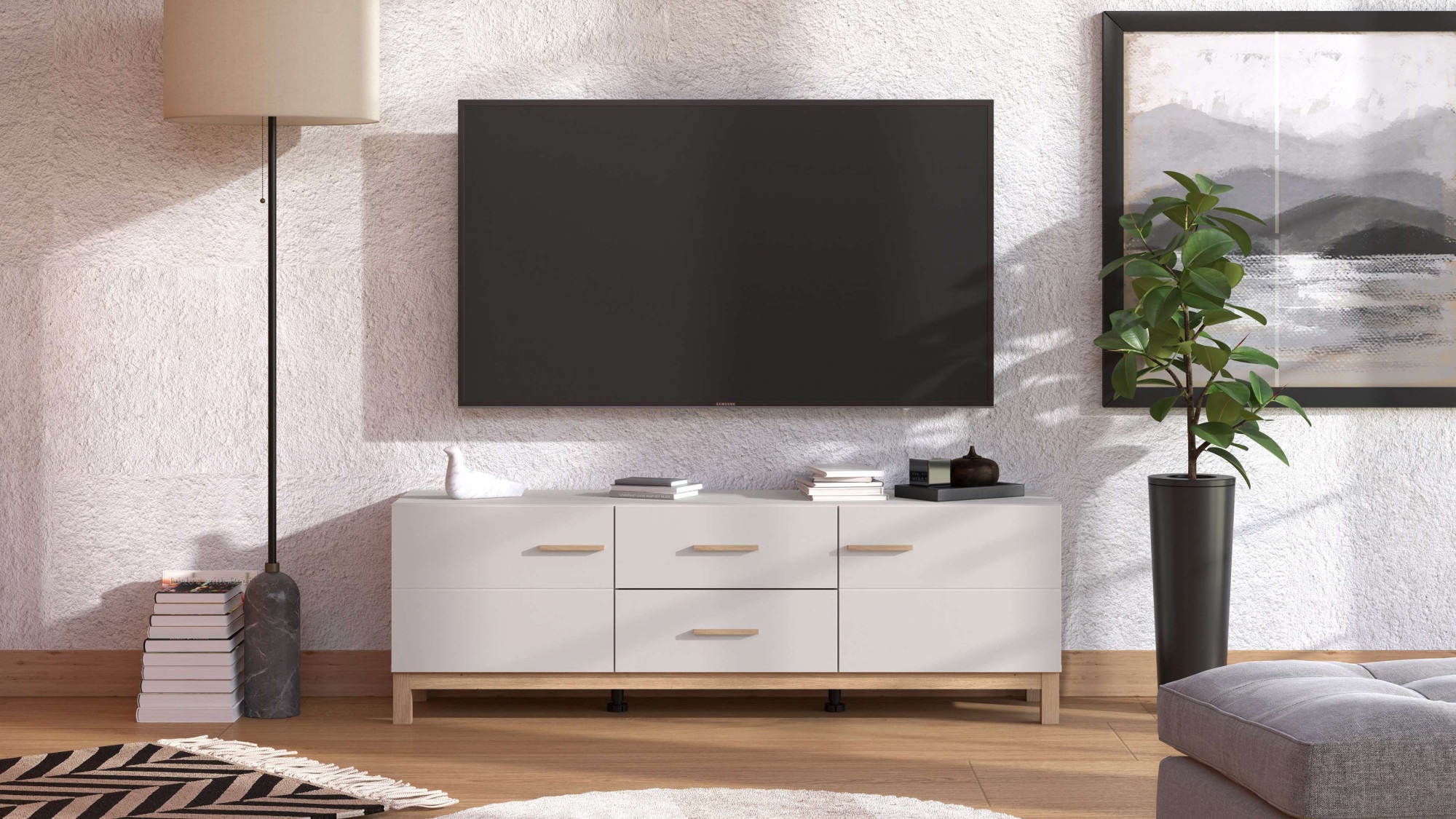 Home affaire TV-Bank »Essex, TV-Board, TV-Kommode, TV-Schrank, TV-Unterschrank, TV-Möbel« Elegantes Lowboard (154 cm) in Kaschmir mit viel Stauraum