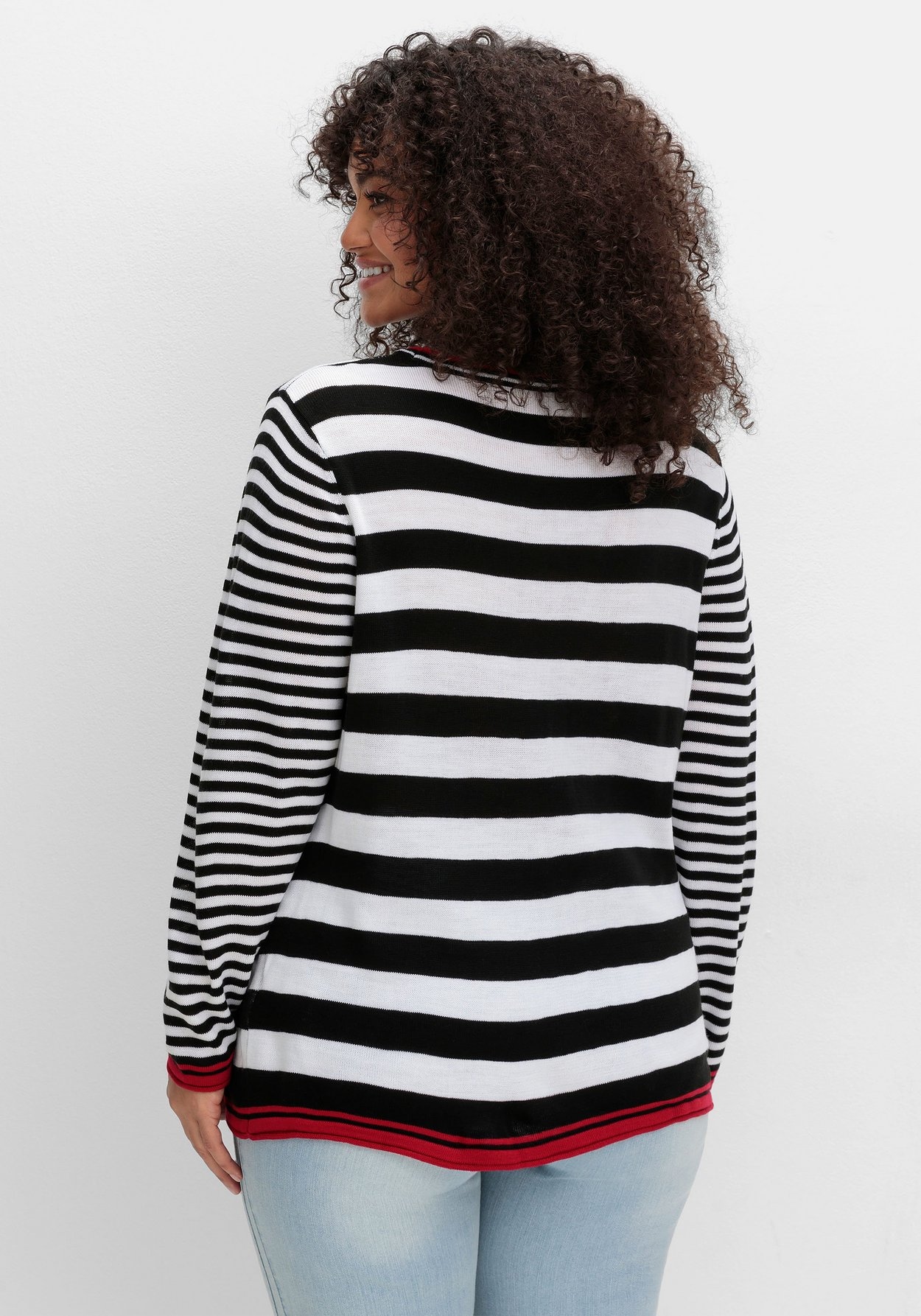 Sheego Rundhalspullover »Pullover mit Ringeln und Glitzerdetails«