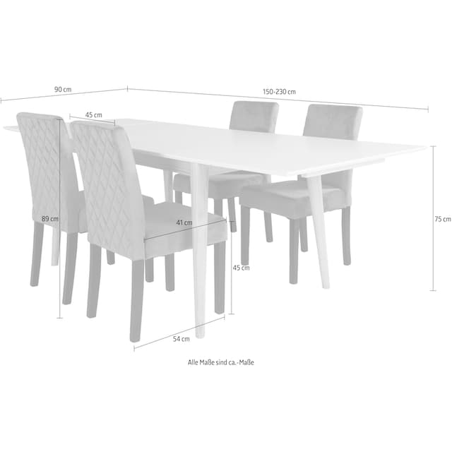 Homexperts Essgruppe »Odense«, (Set, 5 tlg.), mit ausziehbarem Tisch auf  Raten bestellen