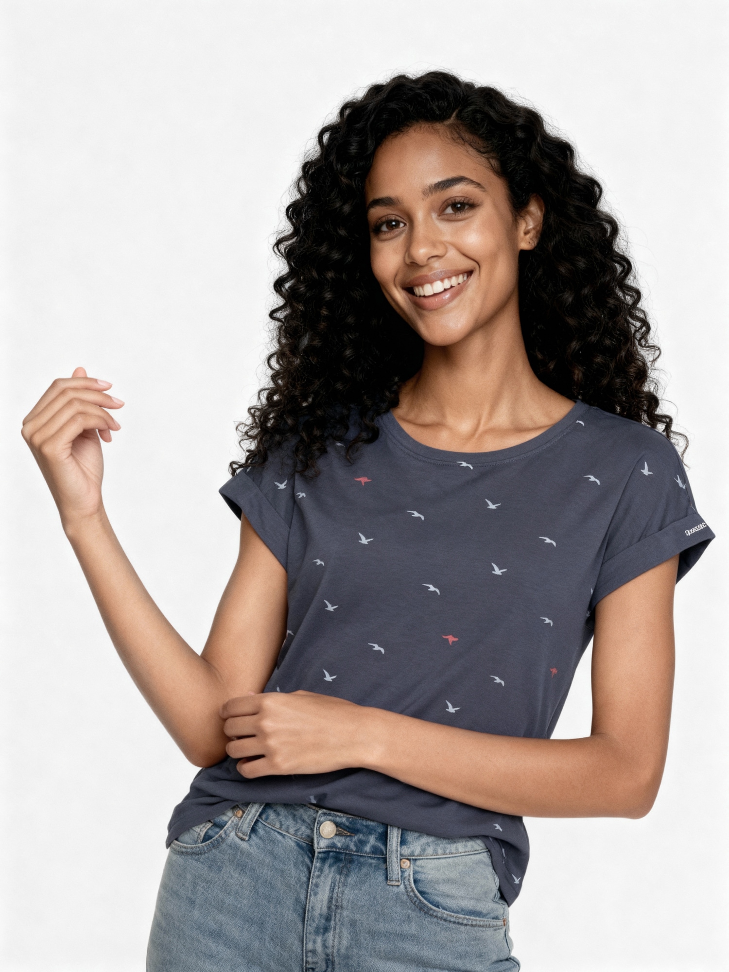 KangaROOS Print-Shirt kurzärmelig,  figurumspielend,  mit Print,  mit Rundhalsausschnitt