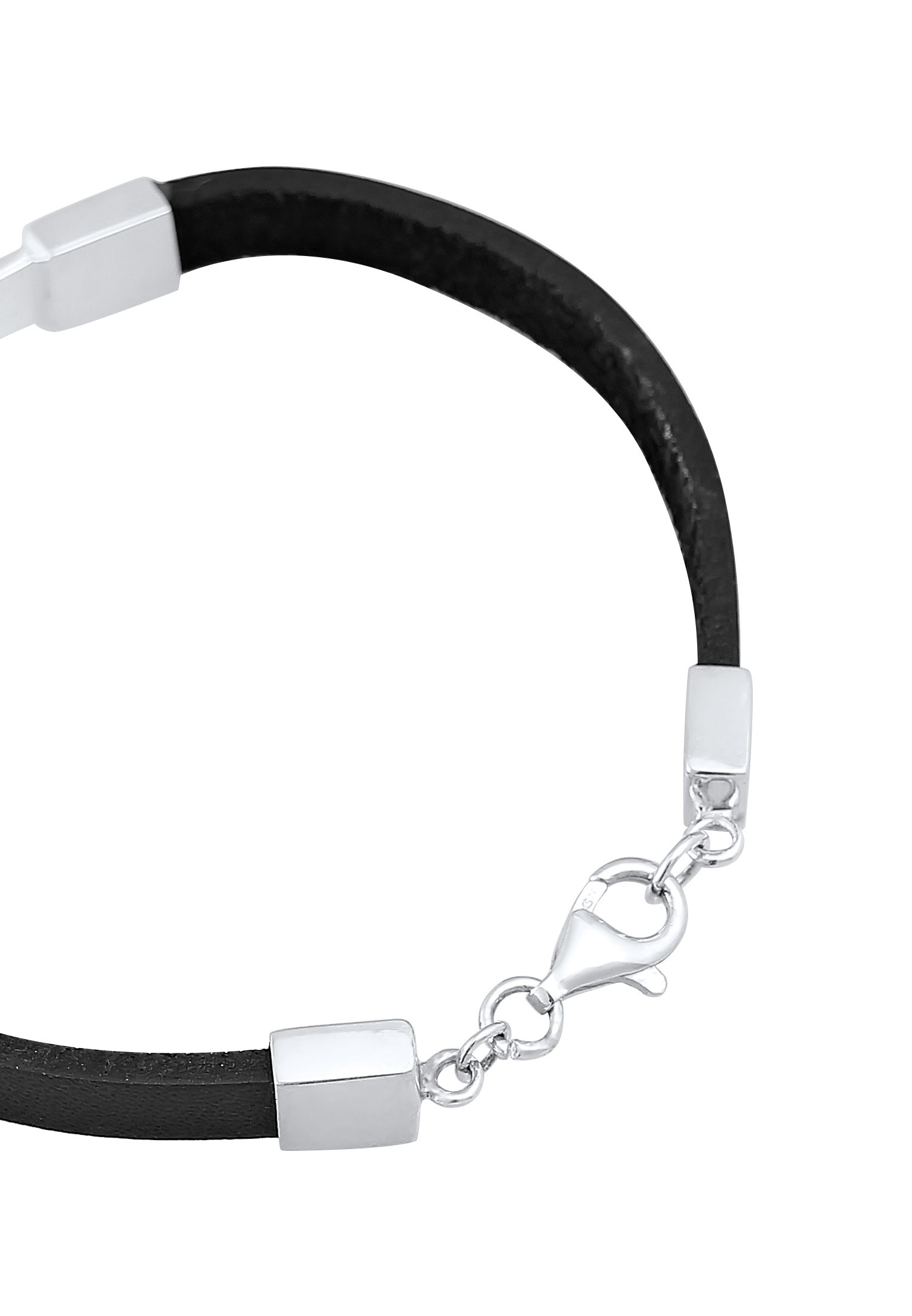 Kuzzoi Lederarmband »Armband Herren Leder Schild Platte Elegant 925er Silber«