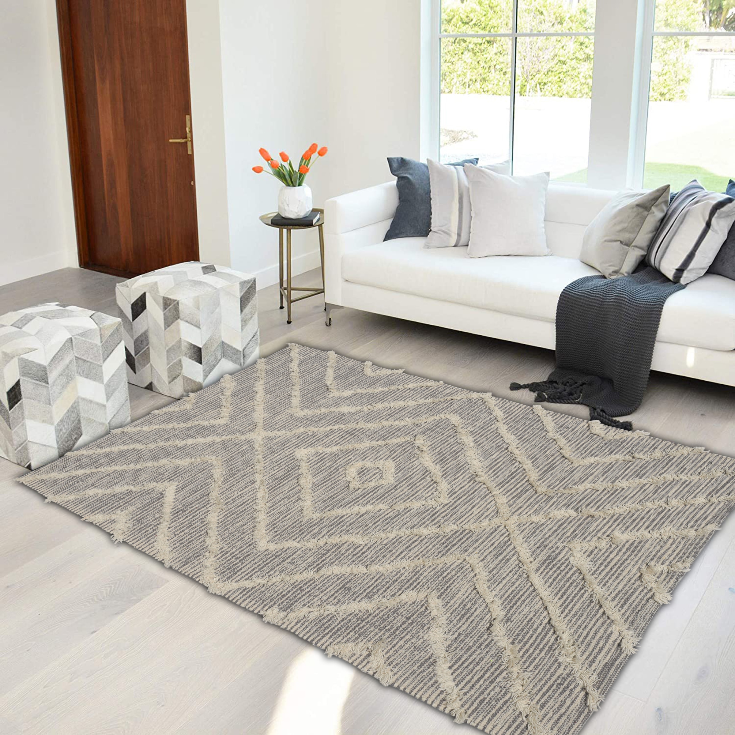 my home Teppich »Kanja«, rechteckig, Boho Haptik, kaufen Berber-Optik, Look, online Rauten-Design weiche