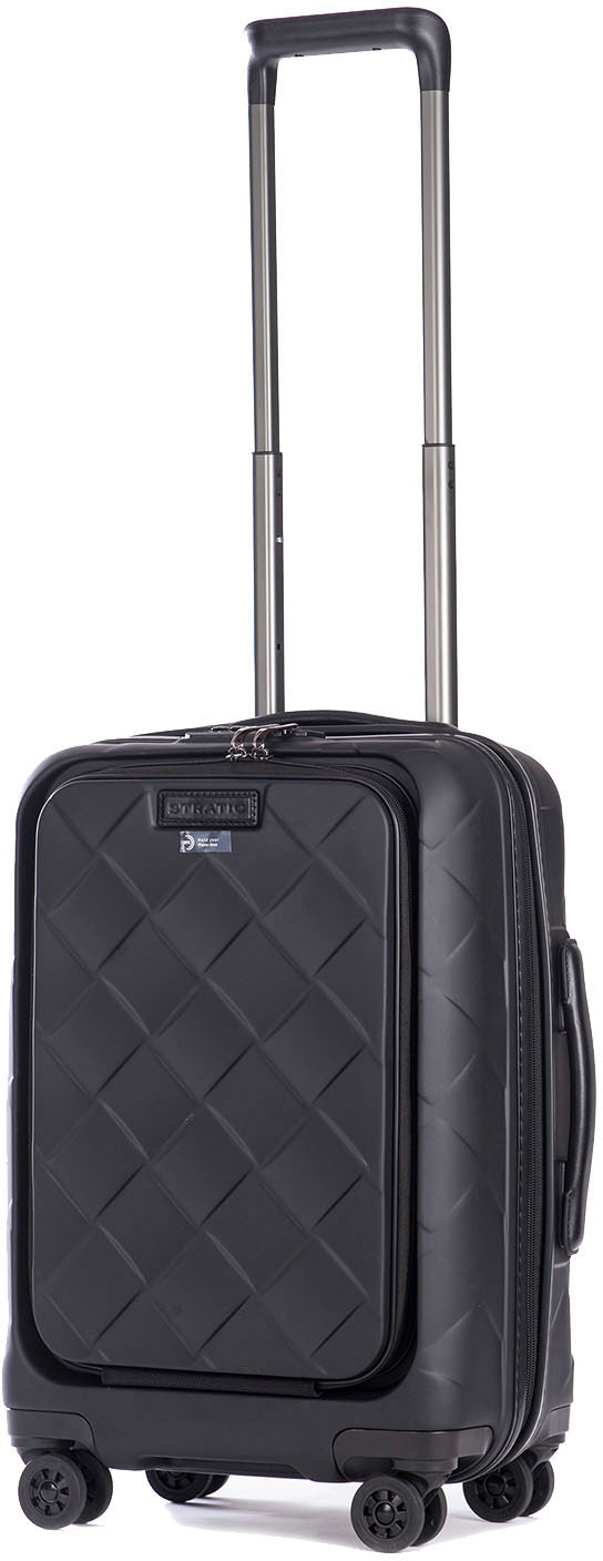 Stratic Hartschalen-Trolley »Leather&More S mit Vortasche, matt black«, 4 Rollen, Handgepäck Reisekoffer Reisegepäck TSA-Zahlenschloss