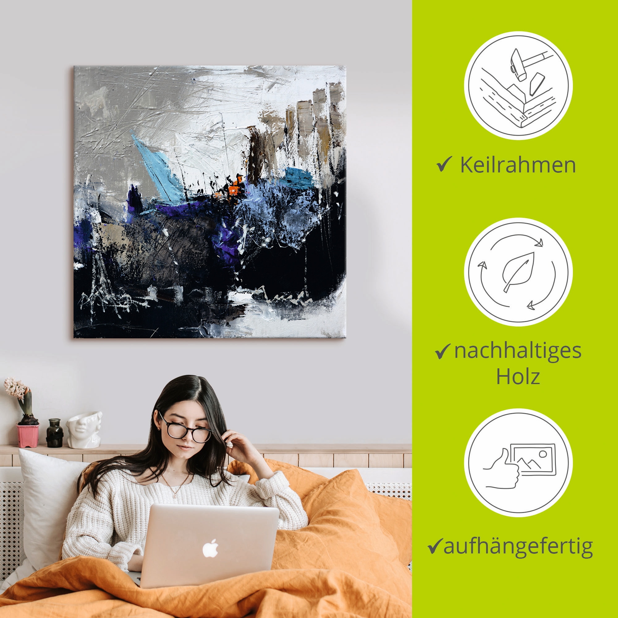 Artland Leinwandbild »Abstrakt II« Gegenstandslos 1 Stk. tlg. auf Holzrahmen gespannt