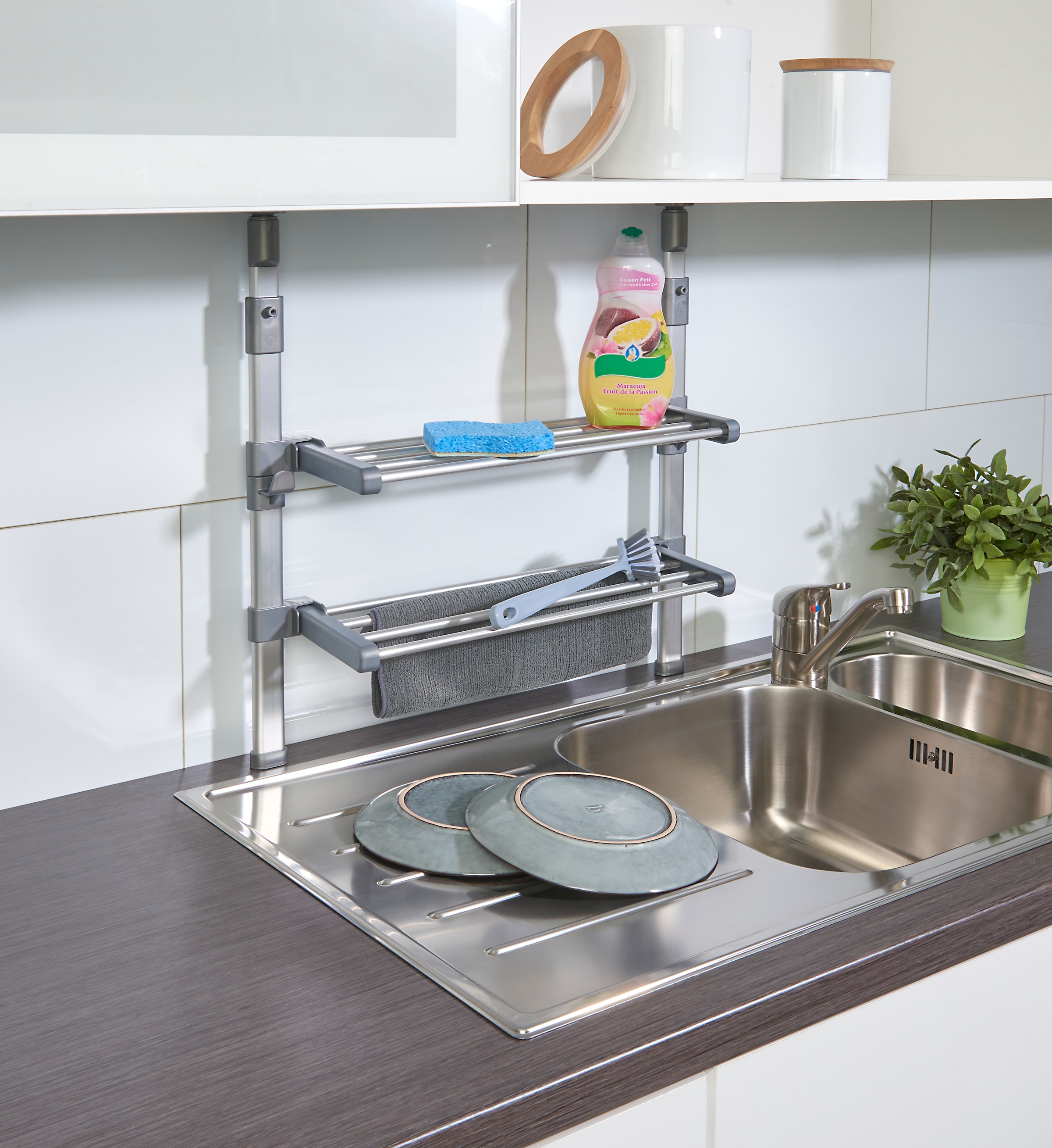 Ruco Teleskopregal zwischen Oberschrank und Arbeitsplatte klemmen, höhenverstellbar