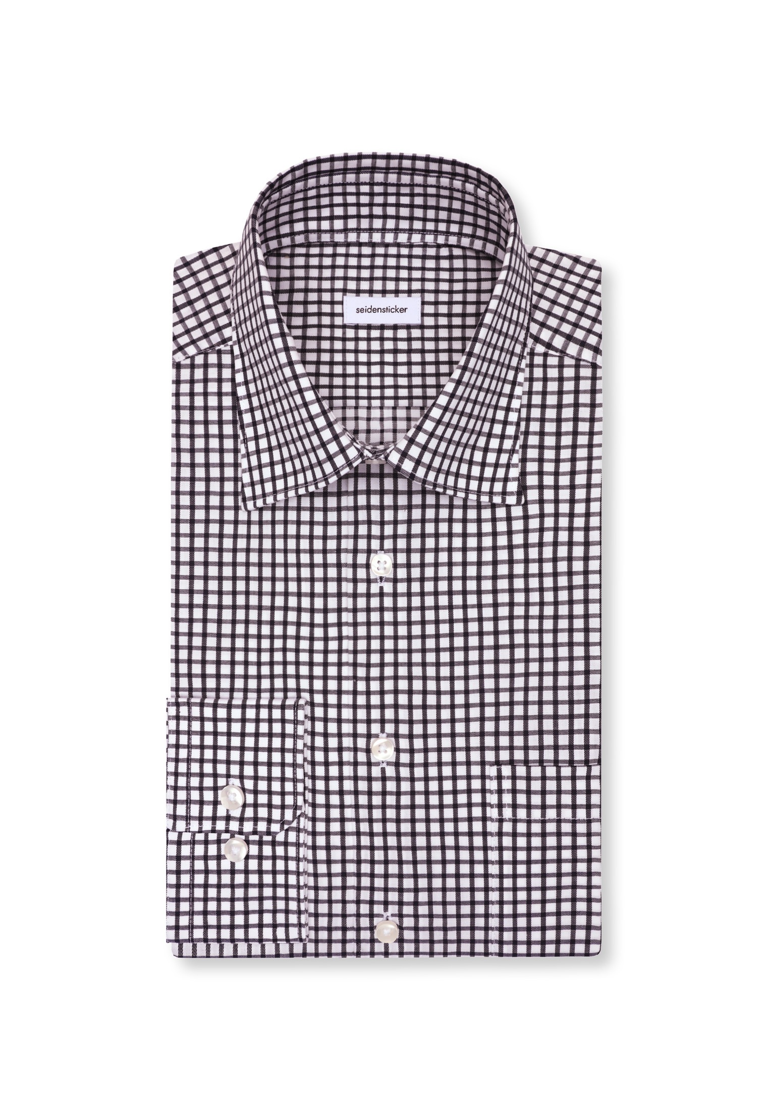 seidensticker Businesshemd »Schwarze Rose« Regular 1/1 Covered-Button-Down-Kragen Karo