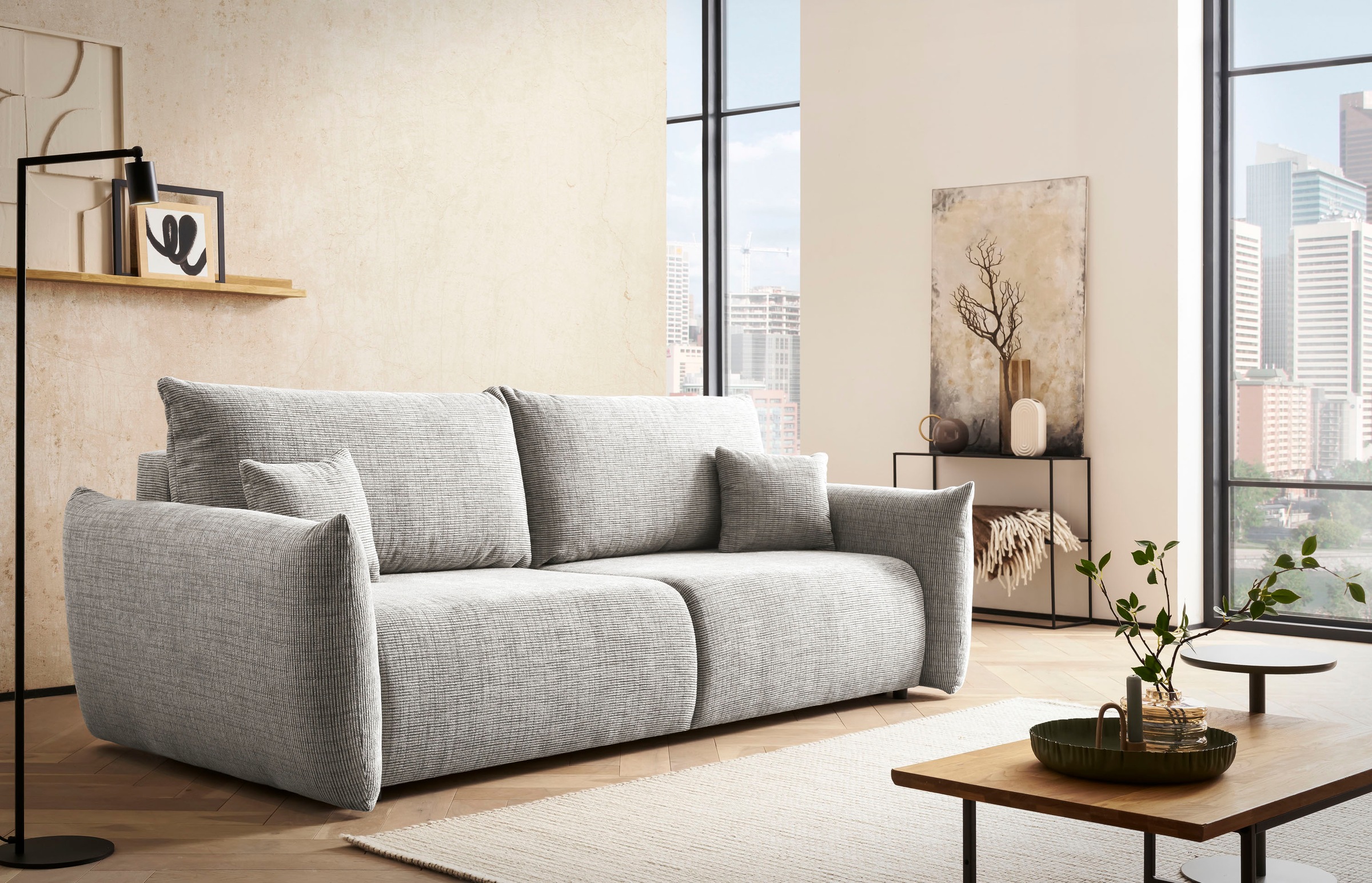 Home affaire 3-Sitzer »MAVAS Schlafsofa mit Bettkasten« ca.240/108cm (Liegefläche 212/145 cm), Cord, Chenille, Struktur