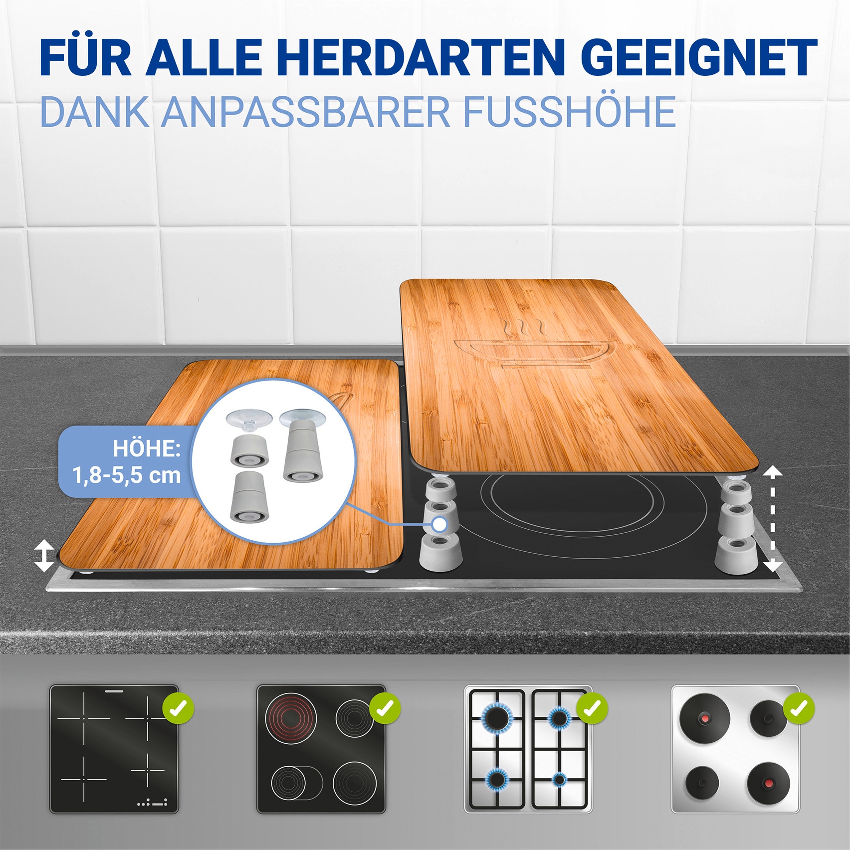 WENKO Herd-Abdeckplatte »Universal Modell Lunch« Herdabdeckung für alle Herdarten, kratzfest, mit rutschfesten Füßen