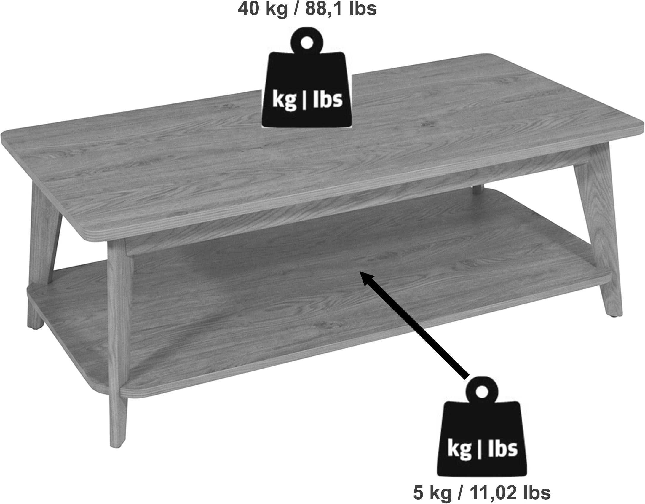 Jahnke Couchtisch »SIXTY COFFEE« Couchtisch, 2 Ebenen, Skandi, Eiche-Optik, Breite:110 cm