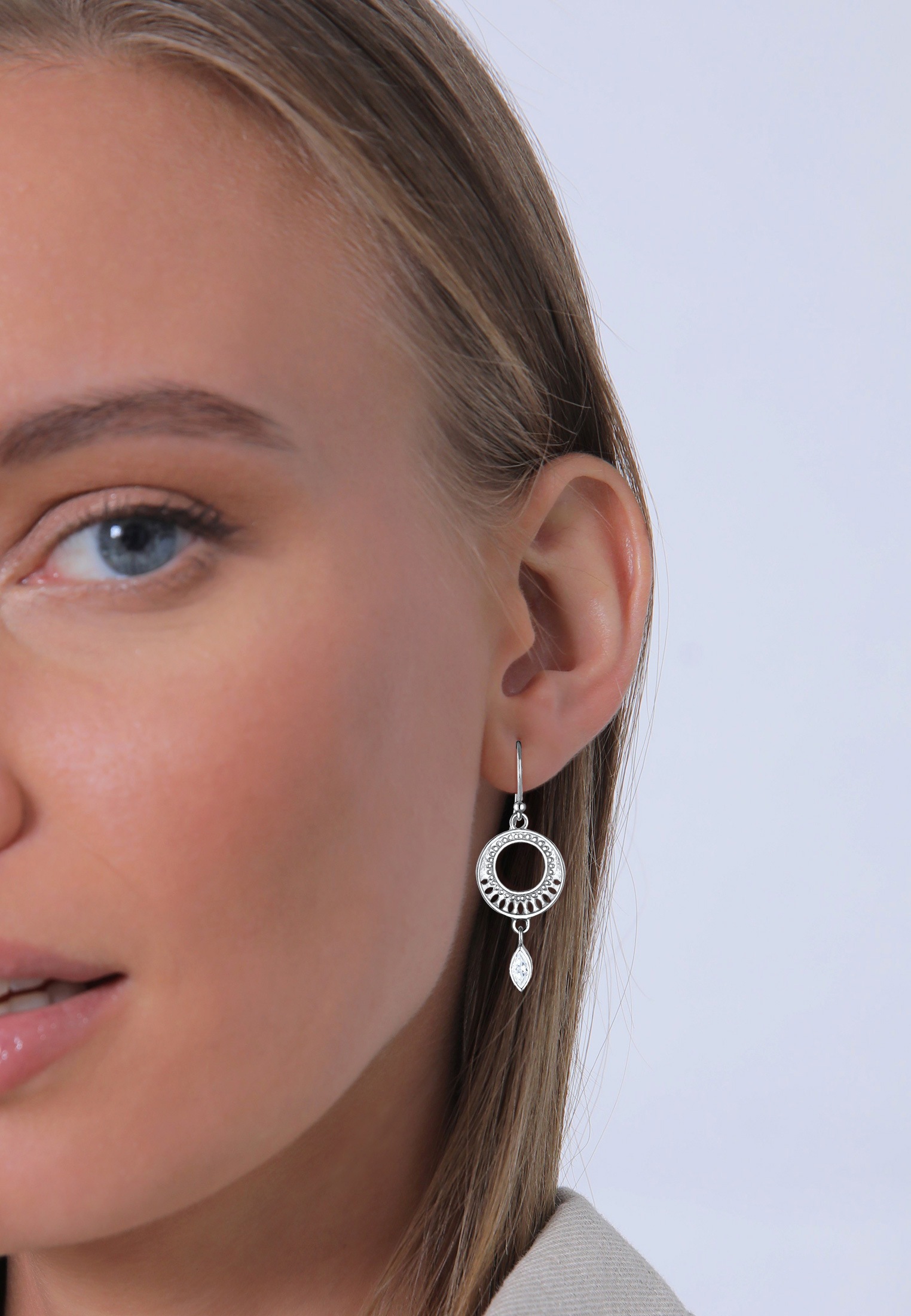 Elli Premium Paar Ohrhänger »Ohrringe Ohrhänger Ornament Zirkonia 925 Sterling Silber«