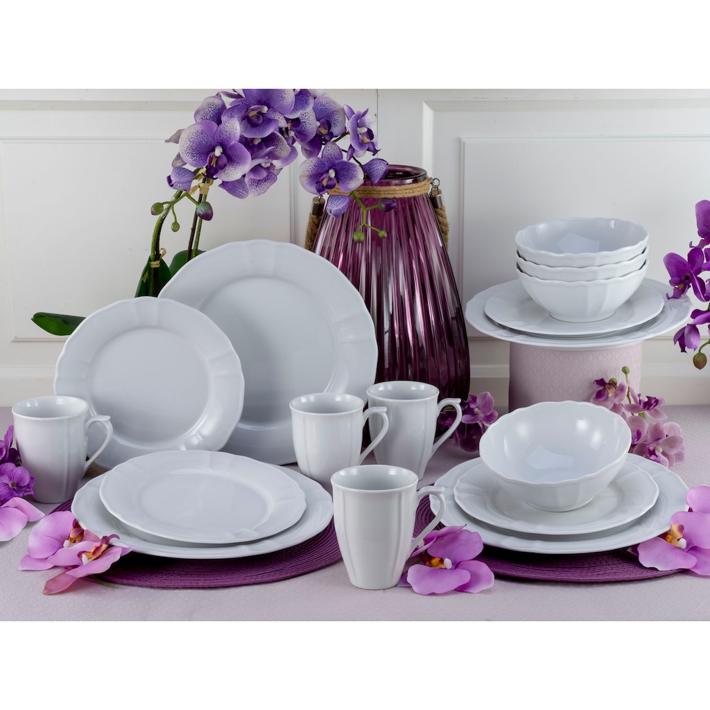 CreaTable Kombiservice »Geschirr-Set Flora«, (Set, 16 tlg., Kaffeeservice und Tafelservice im Set, für 4 Personen)