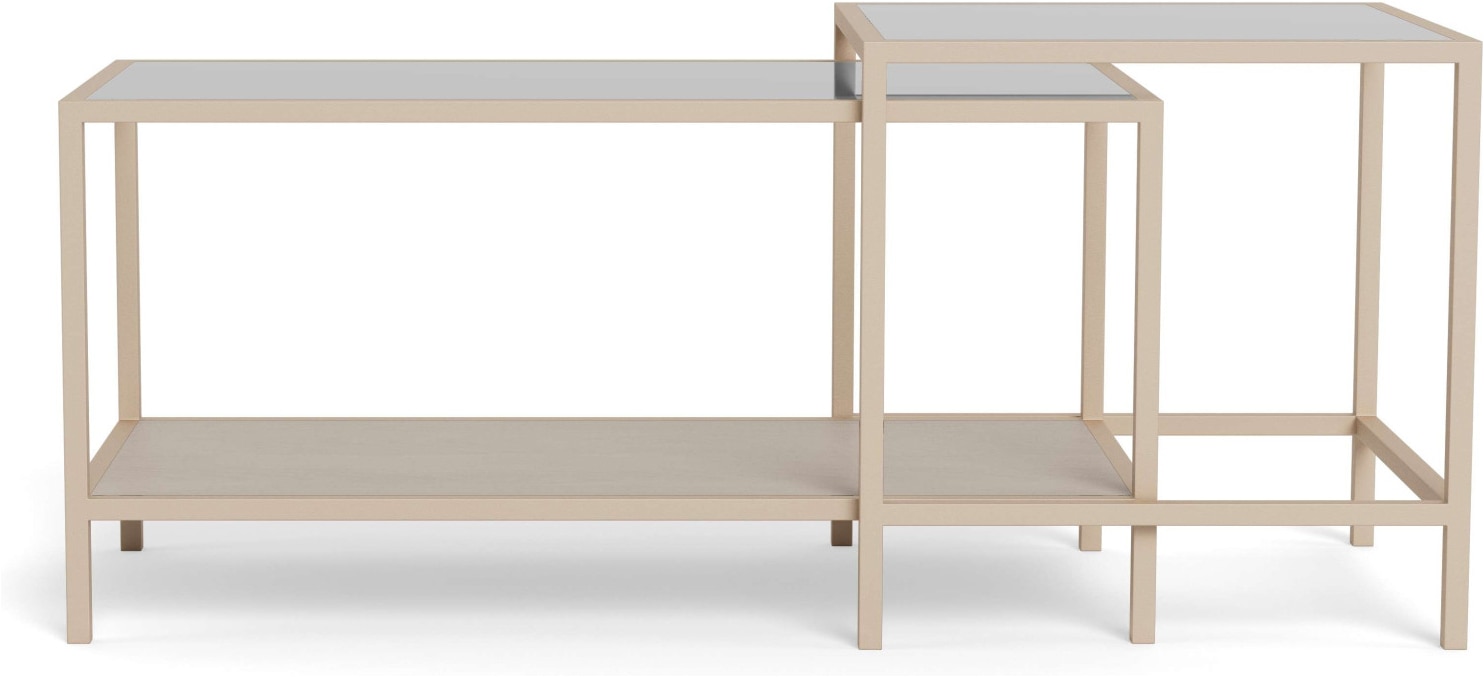 ACTONA GROUP Couchtisch »Seaford Kaffeetisch, Wohnzimmertisch« Couchtisch-Set mit Glas & Melamin, 2 Tische, 90x50x50 cm