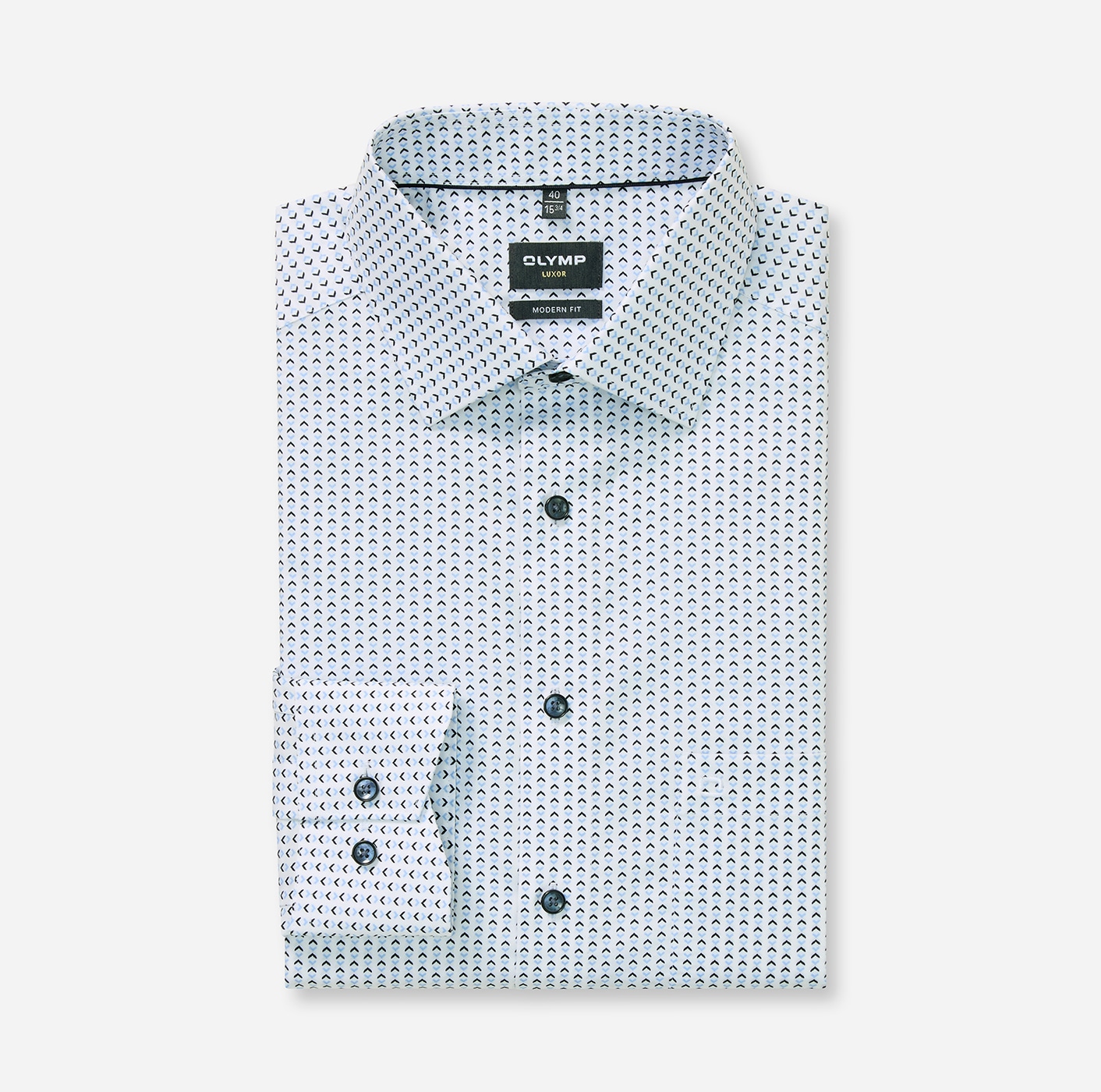 OLYMP Langarmhemd »Luxor« graphisches Muster, modern fit, Businesshemd, New-Kentkragen