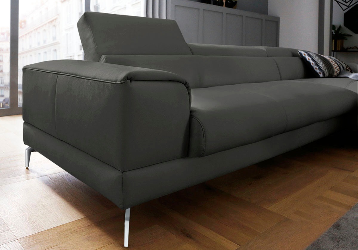 W.SCHILLIG Ecksofa »piedroo, Designsofa mit tollem Sitzkomfort, elegant und bequem, L-Form«, Kopfteilverstellung, wahlweise mit Sitztiefenverstellung, Breite 343cm