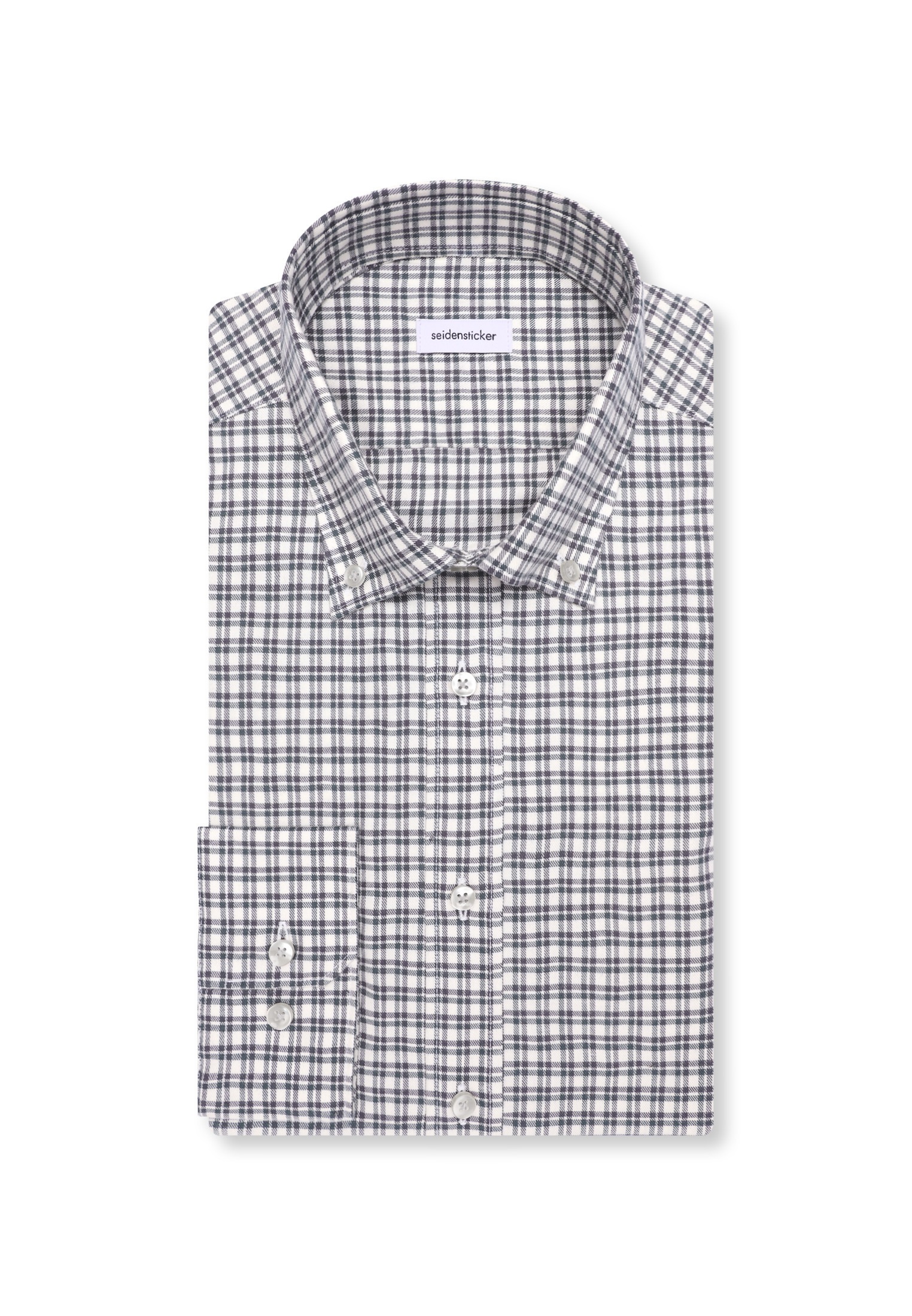 seidensticker Flanellhemd »Schwarze Rose« Comfort 1/1 Button-Down-Kragen Karo