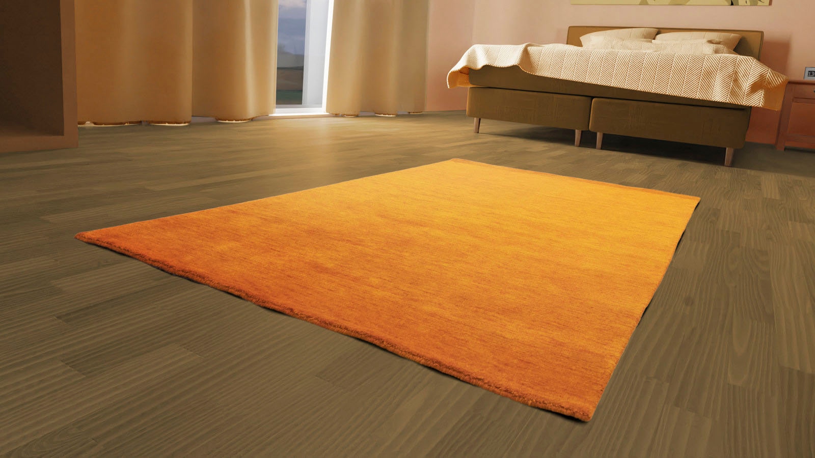 morgenland Wollteppich »Uni - Gabbeh Teppich - Softy«, rechteckig, 1,6 mm Höhe, Gabbeh Optik, Uni Farben, reine Wolle, sehr weicher Flor, Wohnzimmer