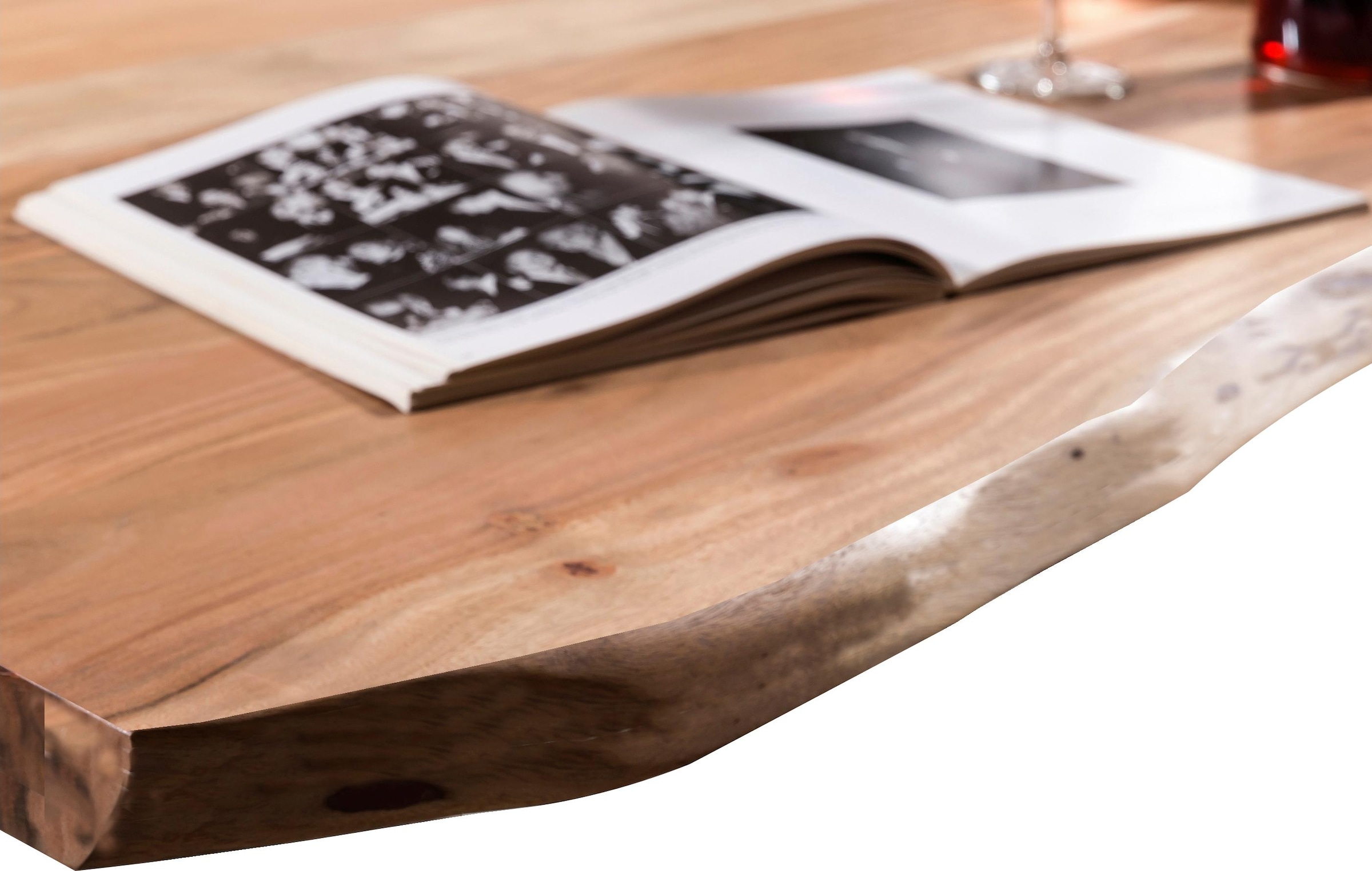 SIT Esstisch »Tables«, mit Baumkante und extravagantem Gestell aus Metall, Vintage