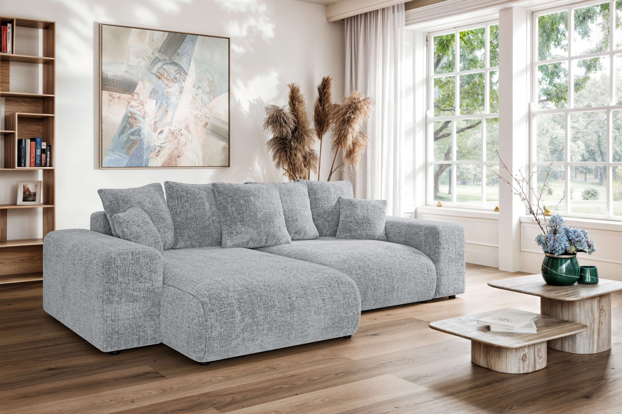 Home affaire Ecksofa »LAKESIDE mit Bettfunktion und Bettkasten, B/T/H 257/166/84 cm«, L-Form, Recamiere beidseitig montierbar, mit Wellenunterfederung
