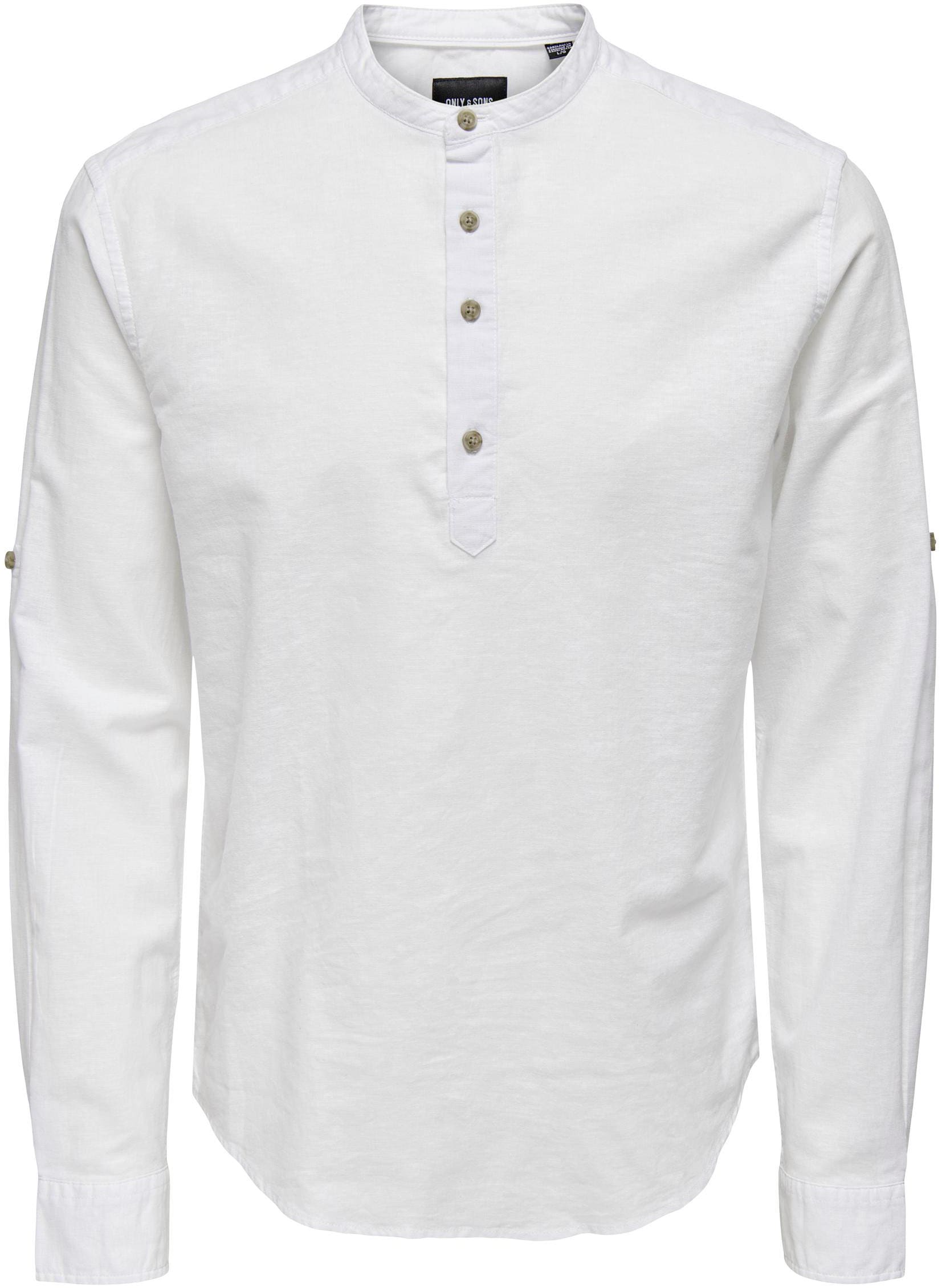 ONLY & SONS Langarmhemd »ONSCAIDEN LS HALFPLACKT LINEN SHIRT«