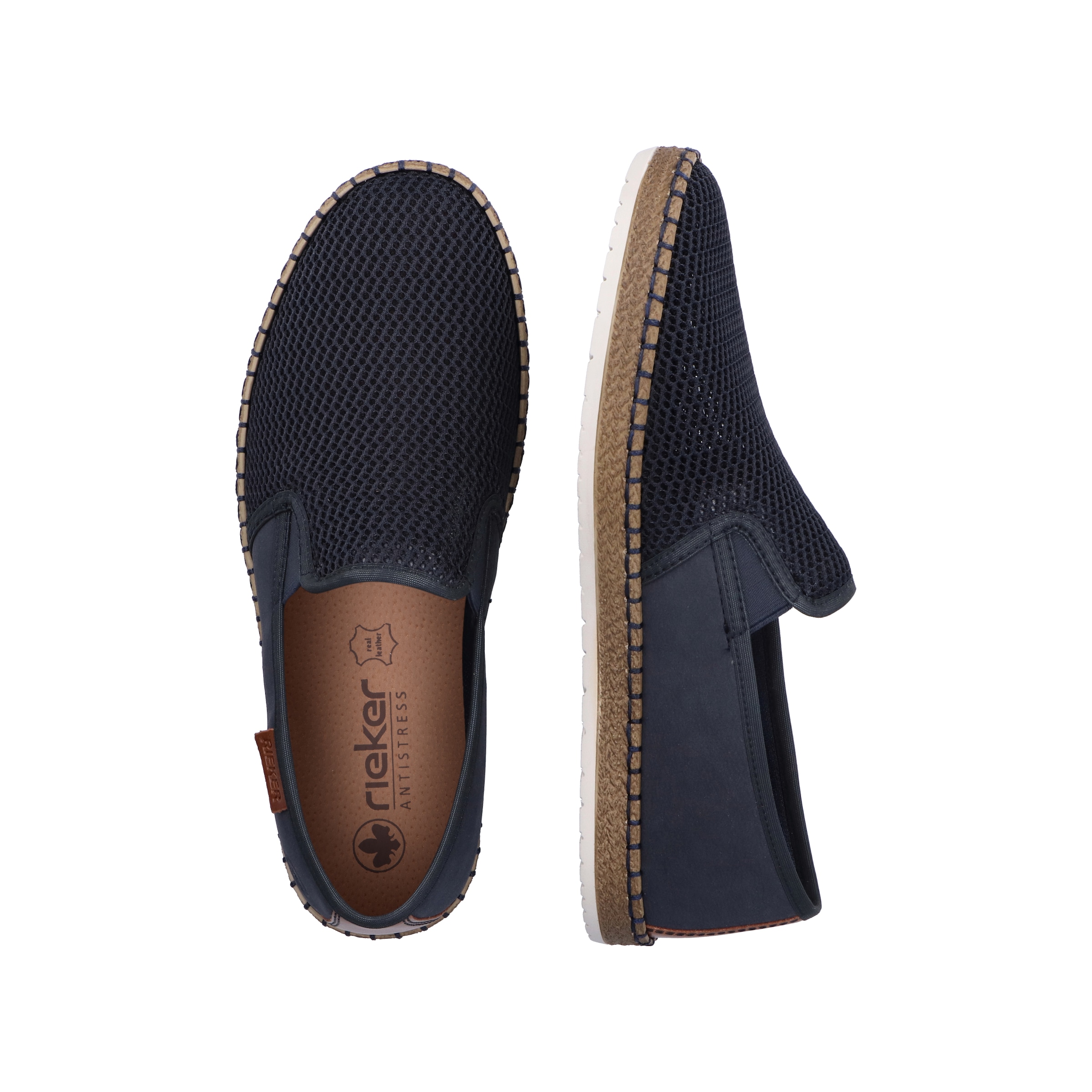 Rieker Slipper, mit modischer Laufsohle in Bast-Optik